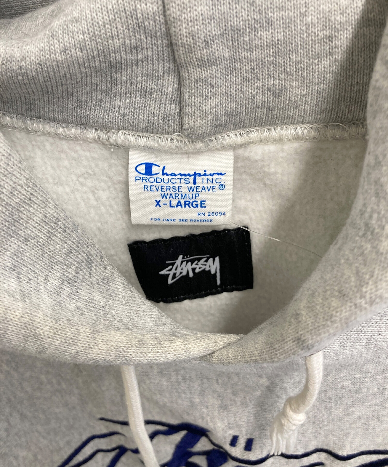 stussy (ステューシー) Champion REVERSE WEAVE (チャンピオンリバースウィーブ) パーカー グレー サイズ:XL