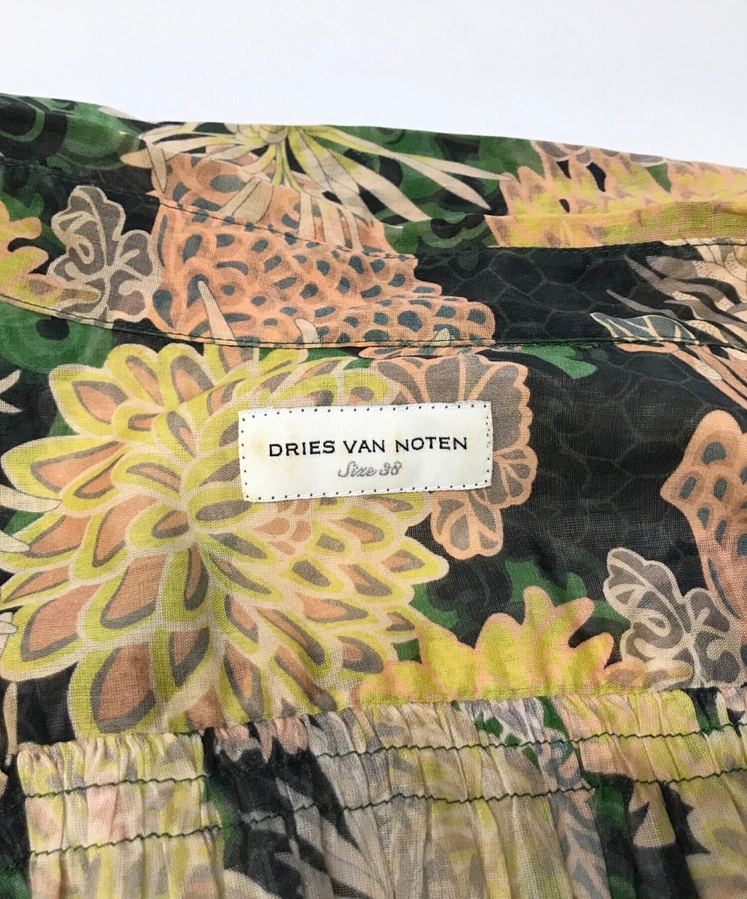 DRIES VAN NOTEN (ドリスヴァンノッテン) 花柄シアーシャツワンピース マルチカラー サイズ:38