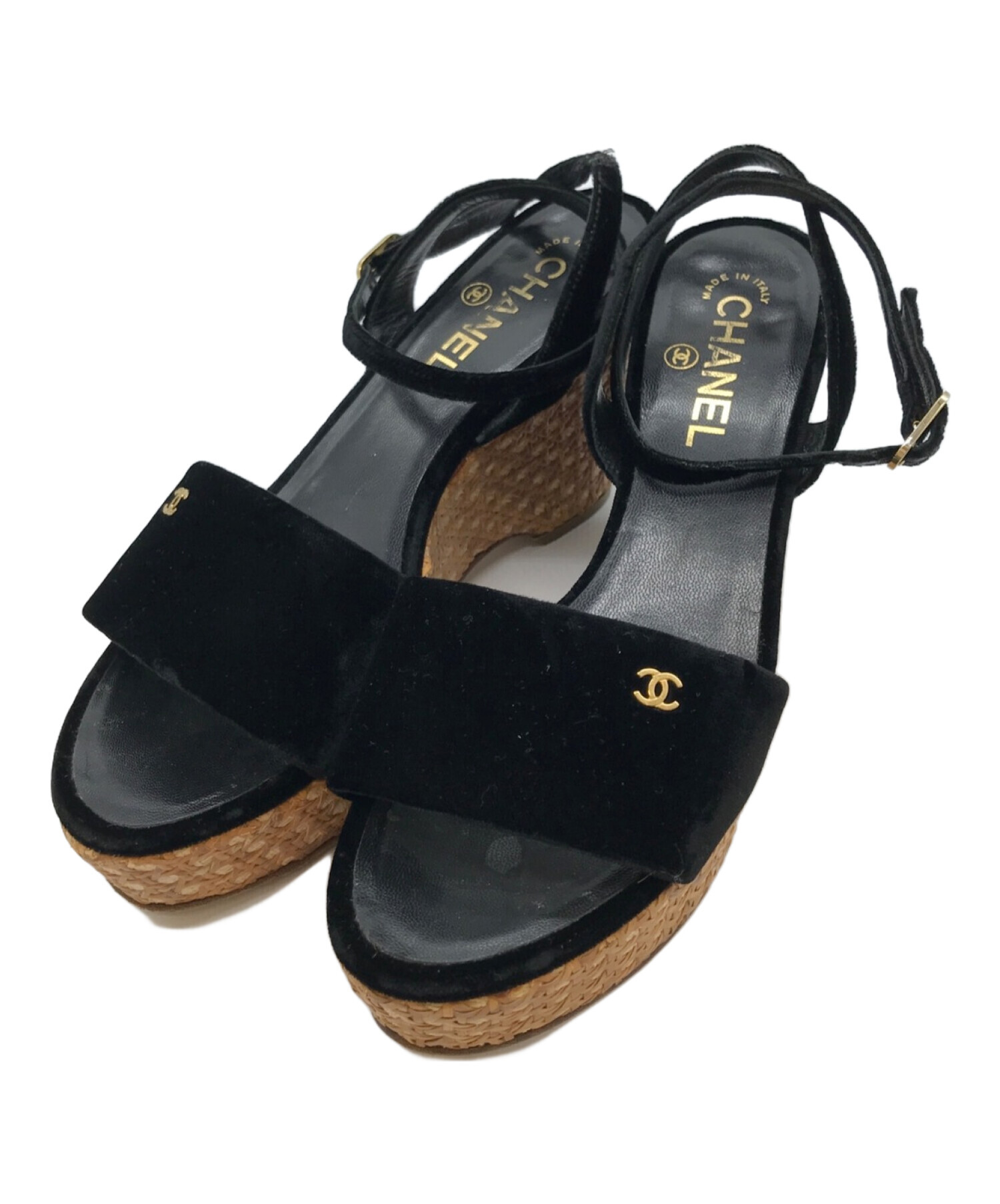 CHANEL (シャネル) プラットフォームサンダル ブラック サイズ:SIZE 38 1/2