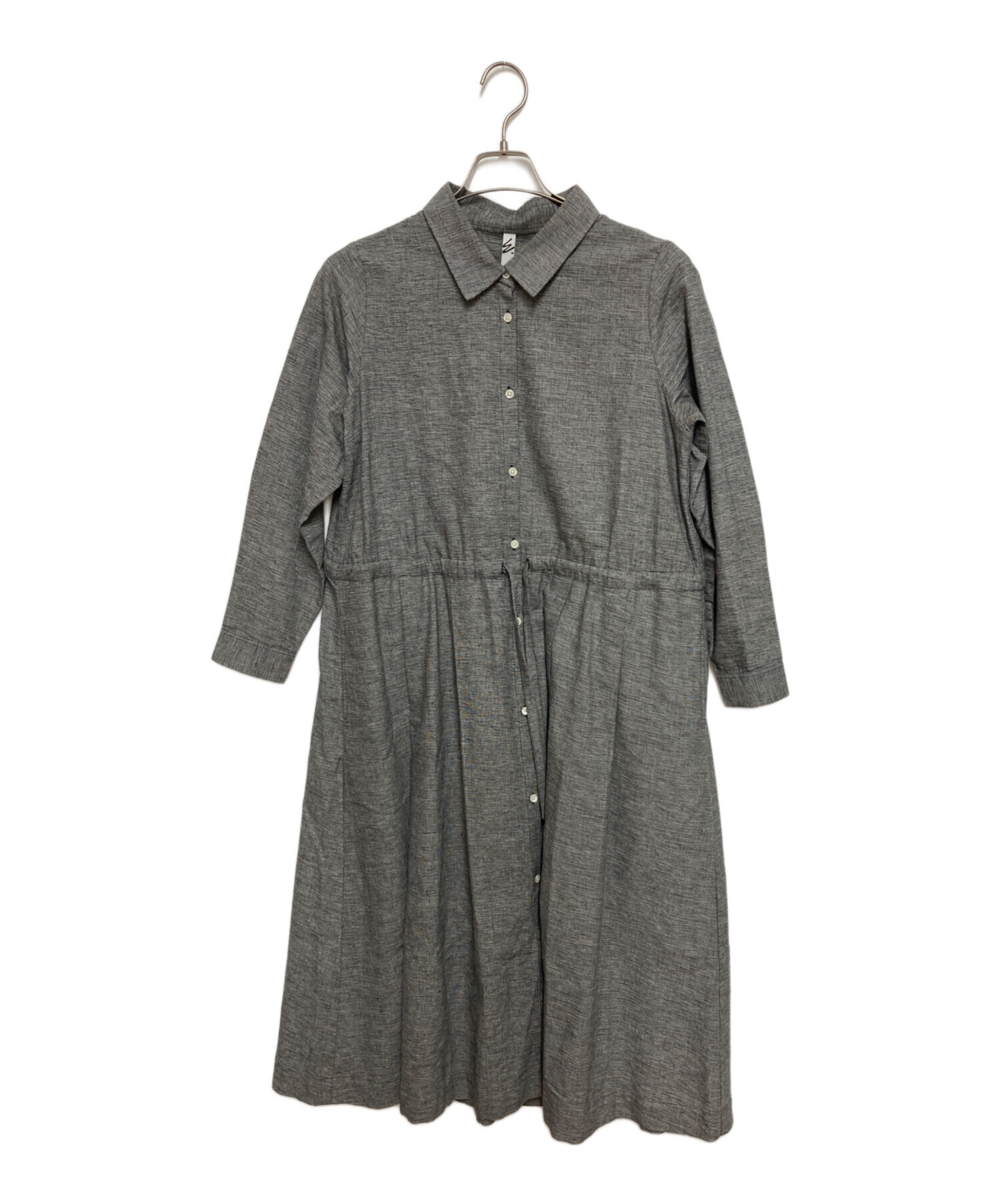 MOTHERHOUSE (マザーハウス) インドコットンシャツワンピース グレー サイズ:SIZE M