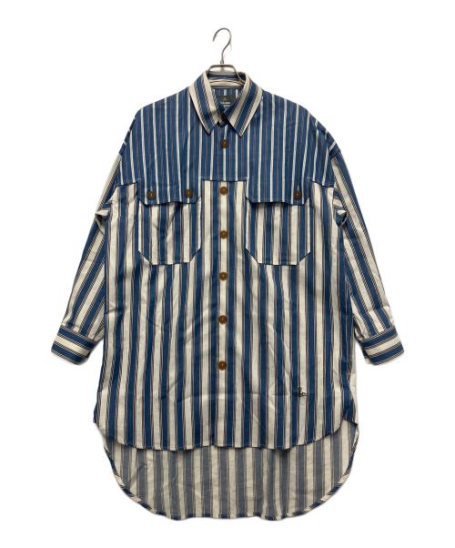 中古・古着通販】Vivienne Westwood man (ヴィヴィアン ウェストウッド マン) ストライプブロッキングシャツ インディゴ×ホワイト  サイズ:表記なし｜ブランド・古着通販 トレファク公式【TREFAC FASHION】スマホサイト