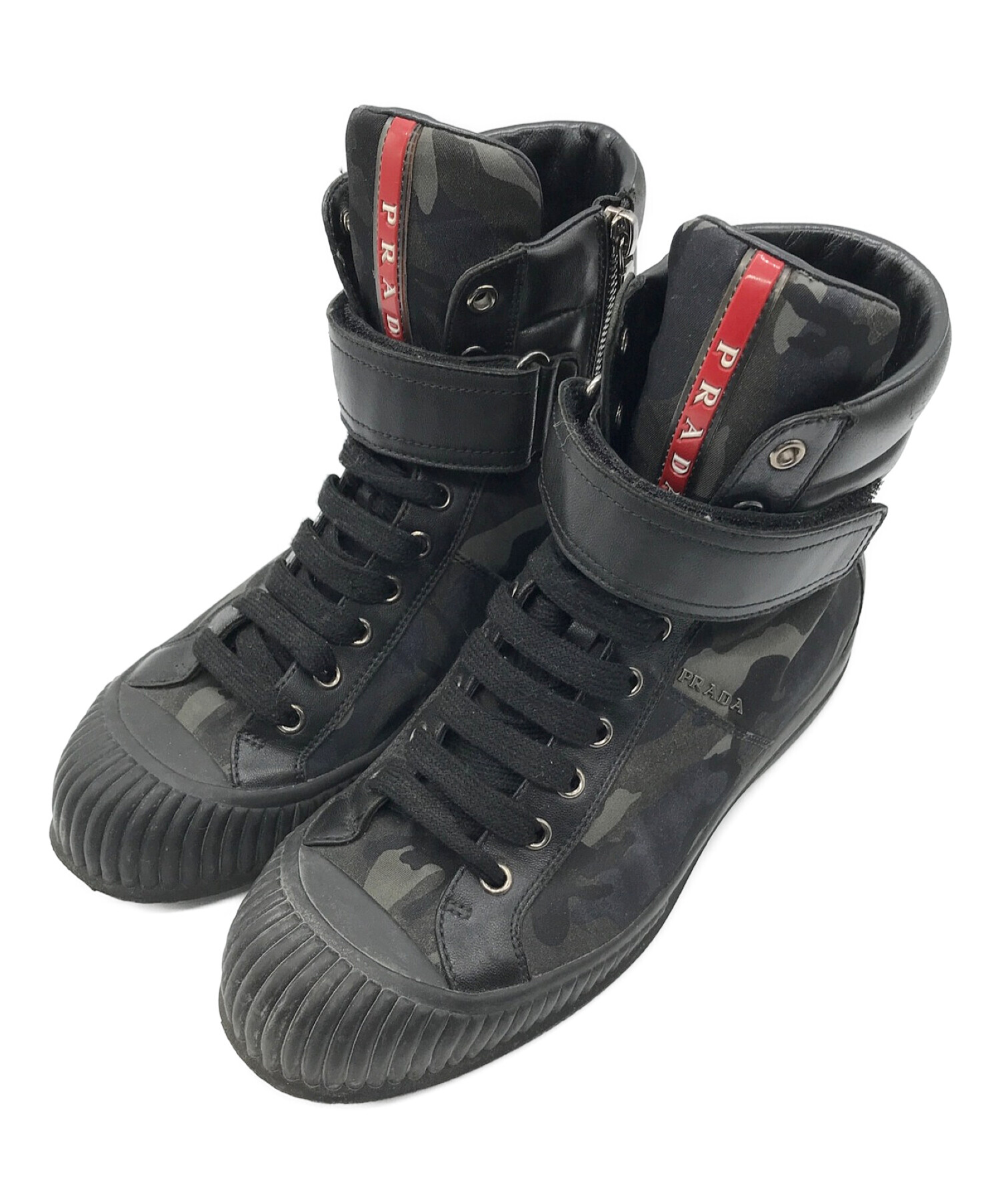 高品質爆買いプラダスポーツ サイドジップ スニーカー 黒24cm 靴