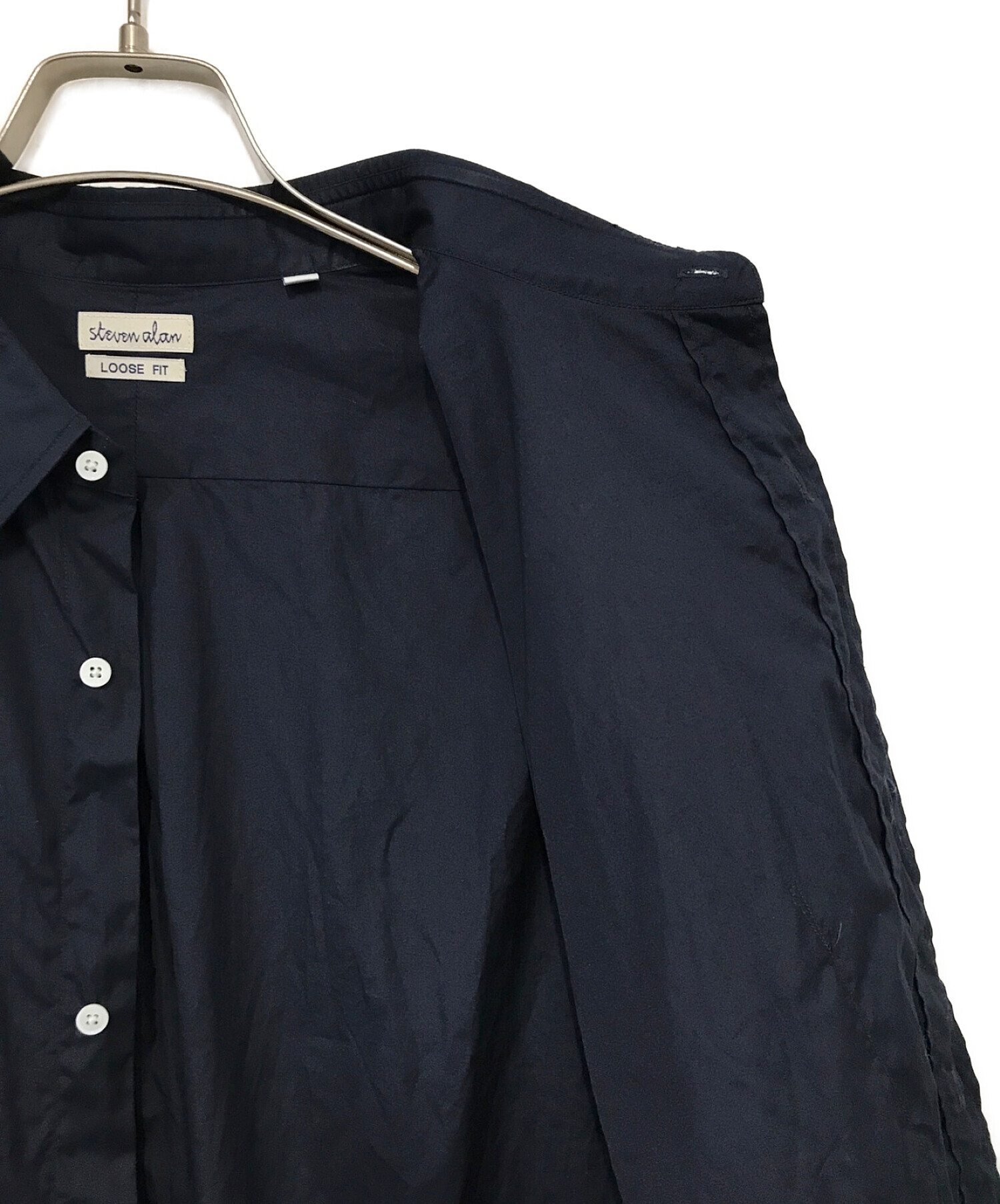 【中古・古着通販】STEVEN ALAN (スティーブンアラン) 140/2 BRD A/DRESS REGULAR COLLAR SHIRT- LOOSE ネイビー サイズ:XL｜ブランド・古着通販 トレファク公式【TREFAC FASHION】スマホサイト