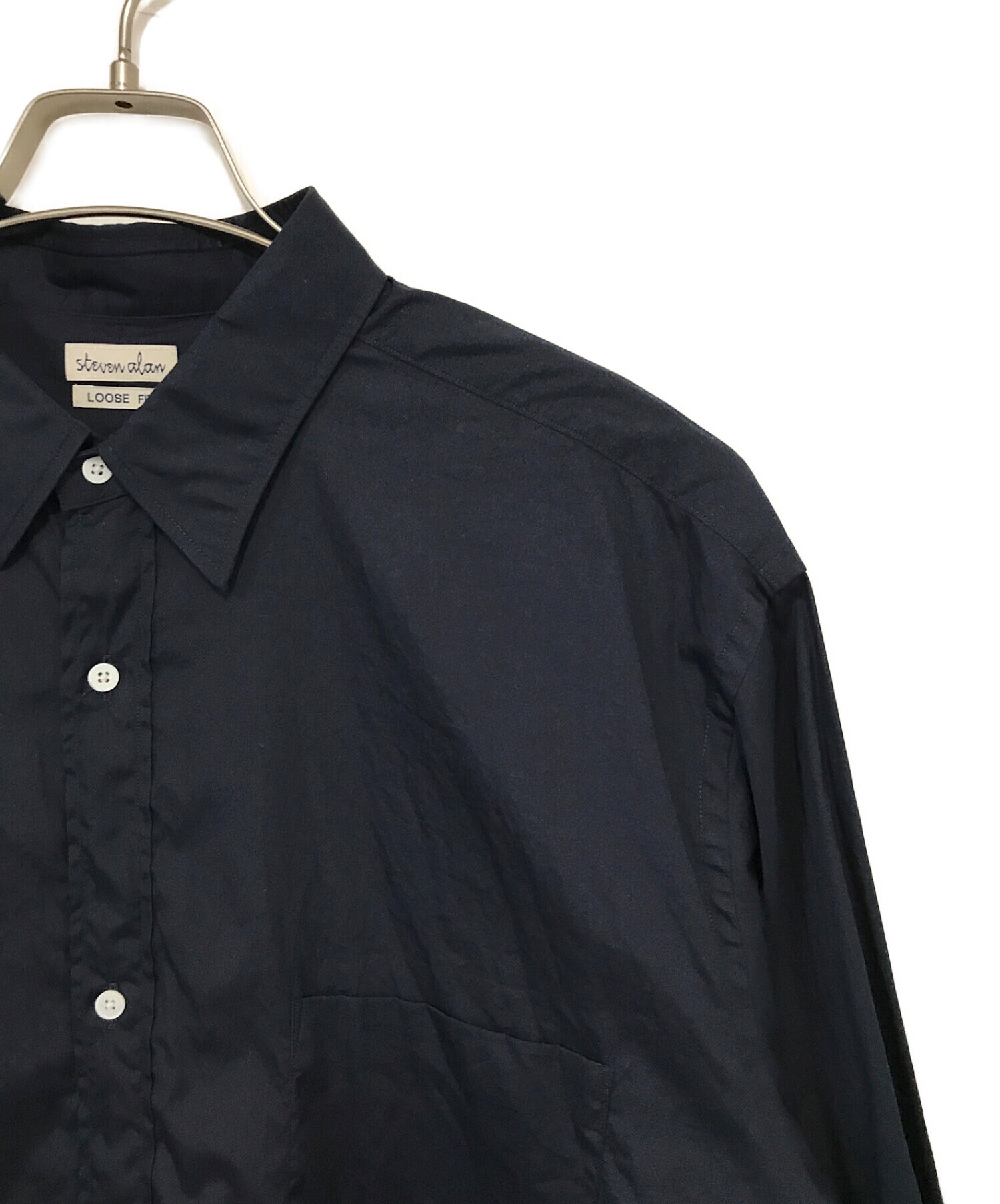 STEVEN ALAN (スティーブンアラン) 140/2 BRD A/DRESS REGULAR COLLAR SHIRT-LOOSE ネイビー  サイズ:XL