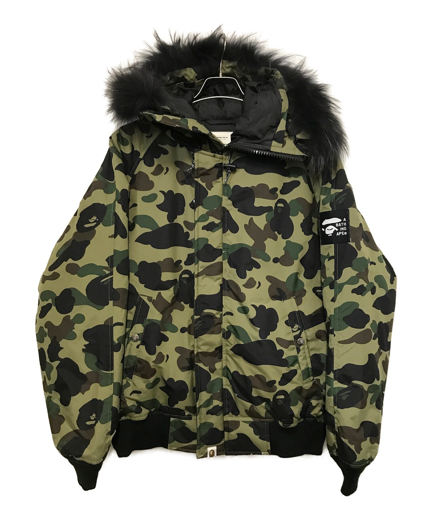 BAPE BY A BATHING APE (ベイプバイアベイシングエイプ) 1st Camo N-2B ダウンジャケット ブラック×カーキ サイズ:M