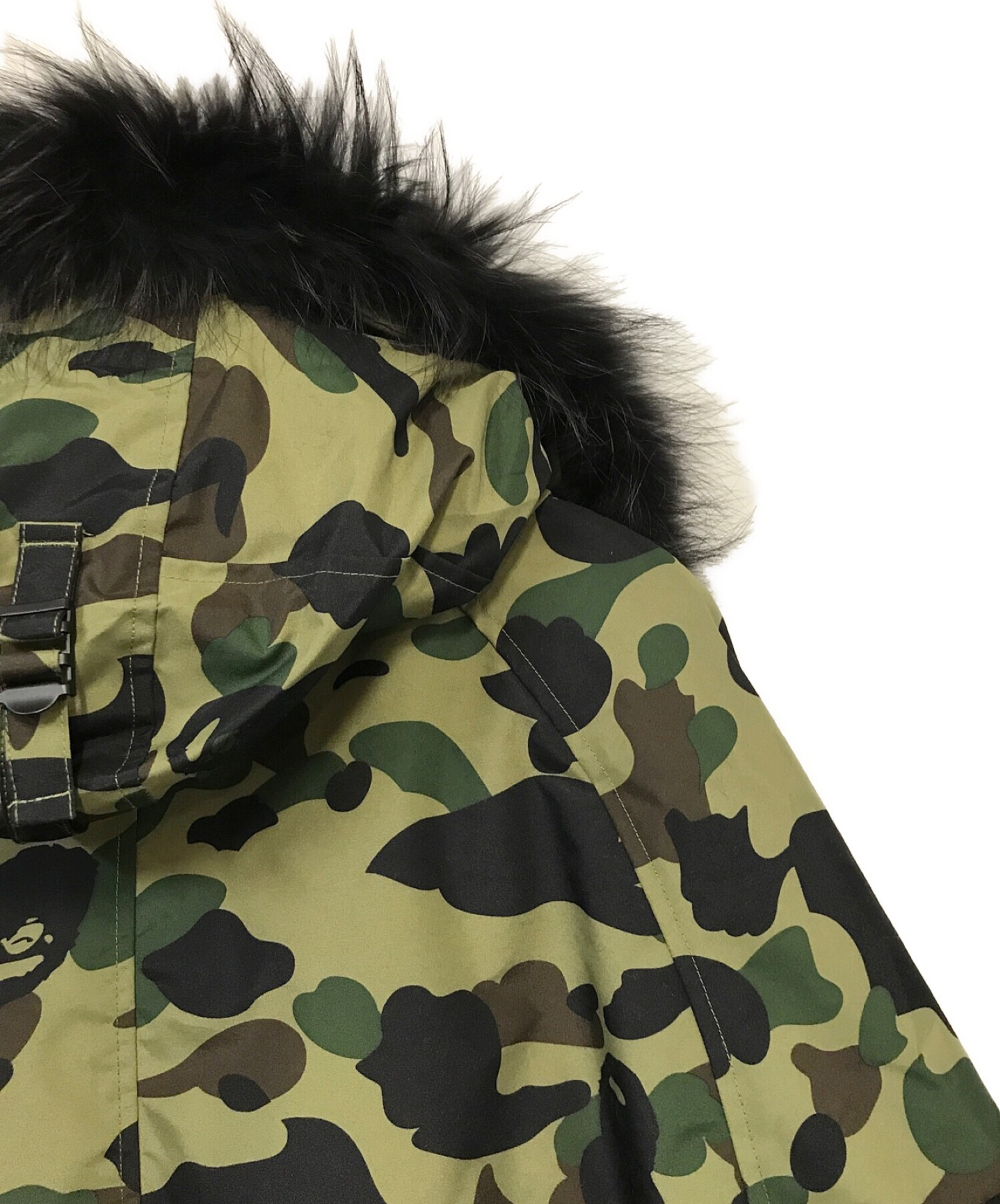 BAPE BY A BATHING APE (ベイプバイアベイシングエイプ) 1st Camo N-2B ダウンジャケット ブラック×カーキ サイズ:M