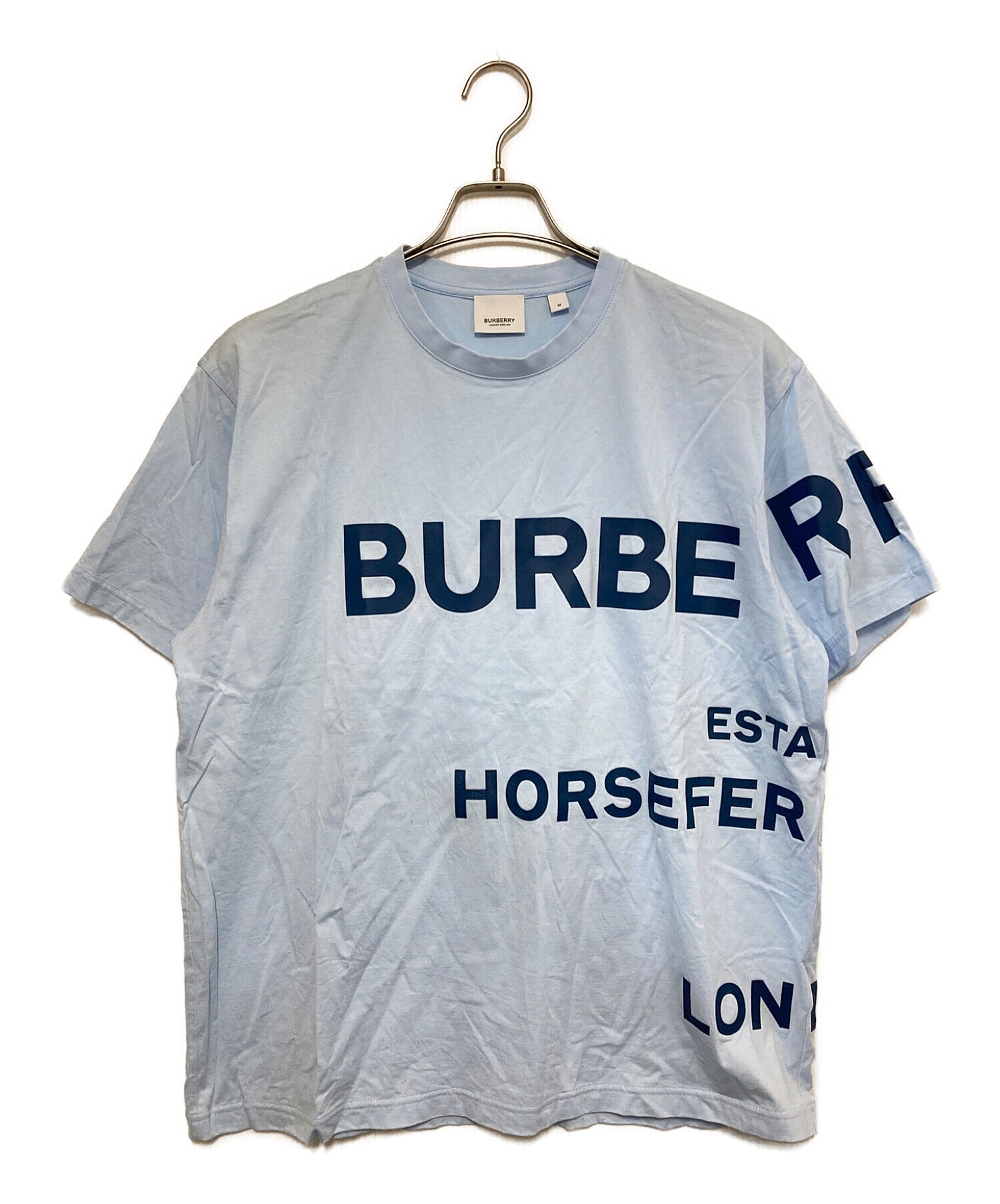 BURBERRY LONDON (バーバリー ロンドン) HORSEFERRY PRINT COTTON OVERSIZED T-SHIRT /  ホースフェリープリント コットン オーバーサイズTシャツ スカイブルー サイズ:M