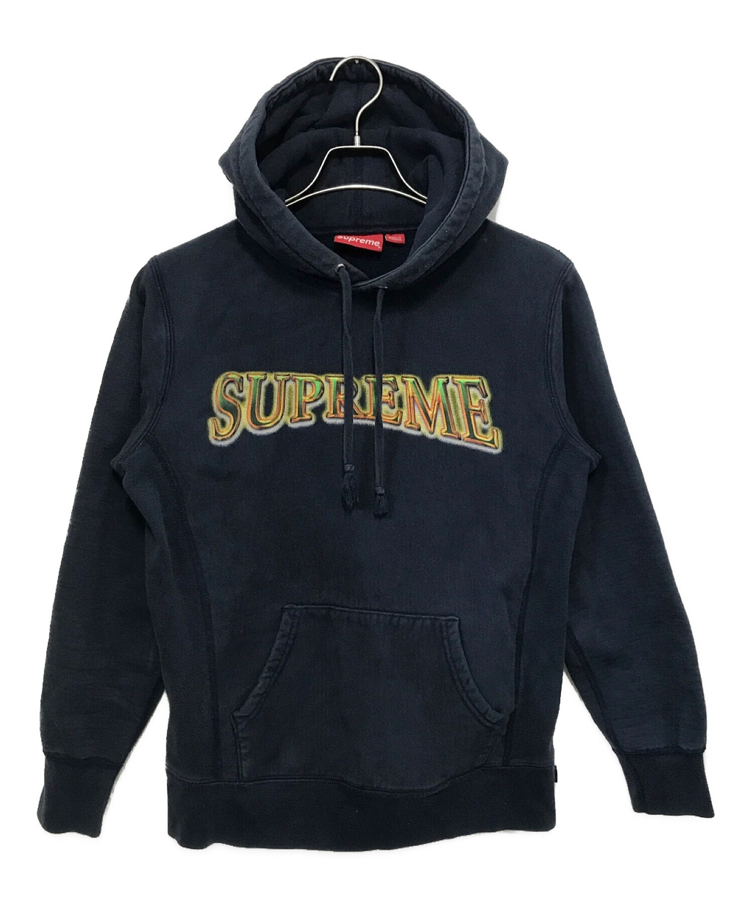 シュプリーム Supreme 2023年春夏 Metallic Arc Hooded Sweatshirt コットンポリエステル プルオーバー パーカー ブラックxシルバー【サイズＬ】【メンズ】