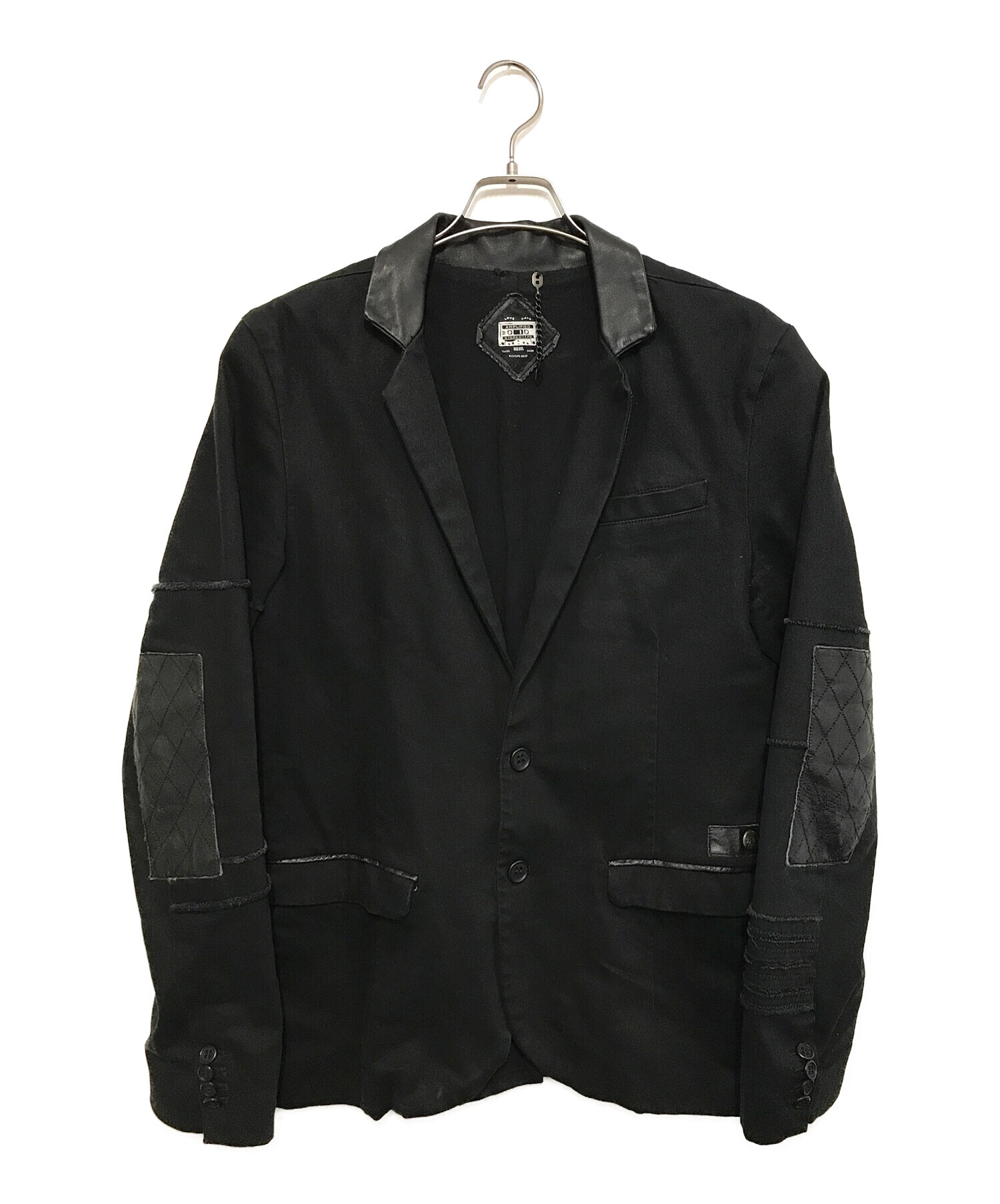 DIESEL (ディーゼル) レザーコンビテーラードジャケット ブラック サイズ:M