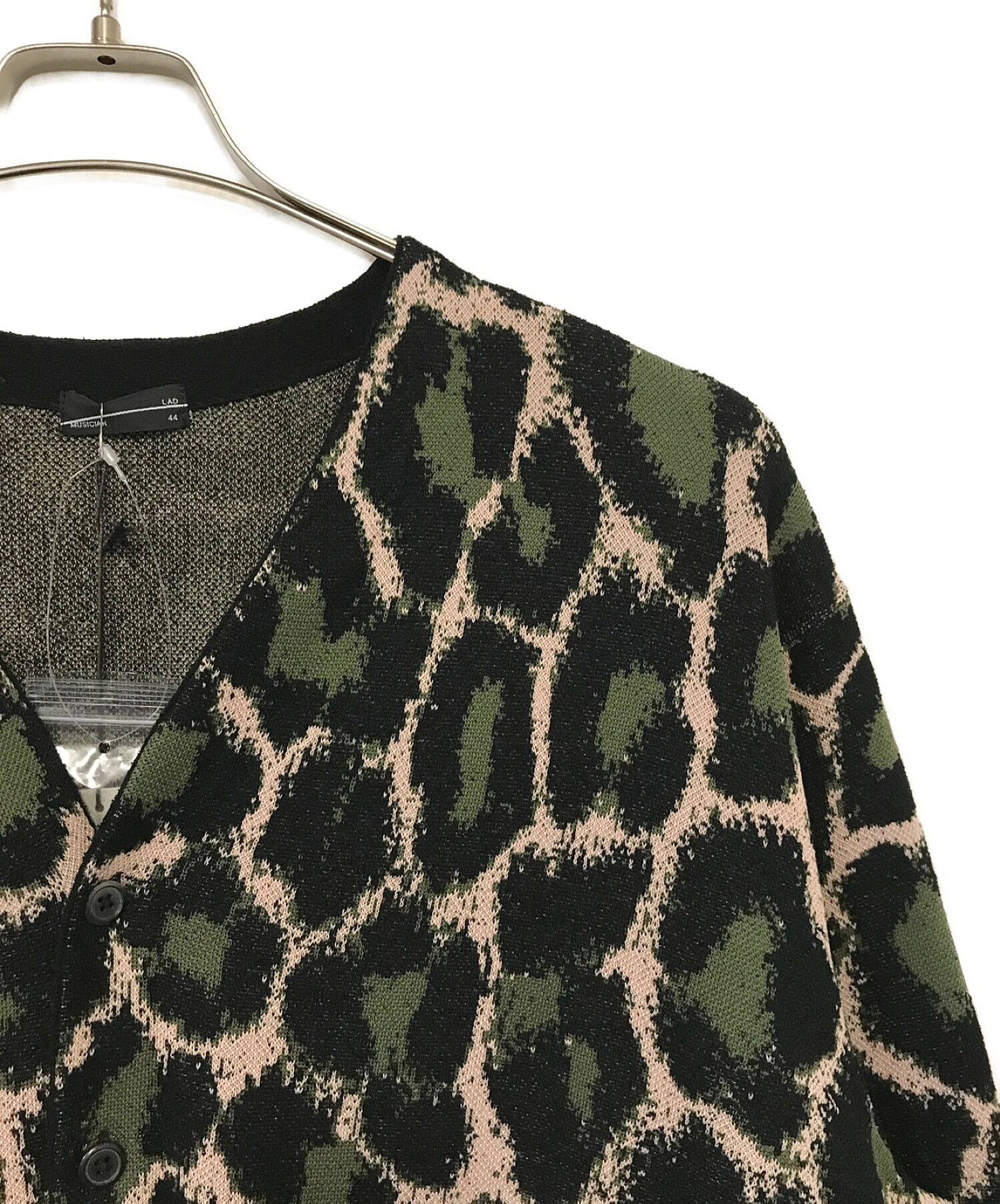 LAD MUSICIAN (ラッドミュージシャン) POLYESTER WJQ KNIT LEOPARD CARDIGAN ブラック サイズ:44