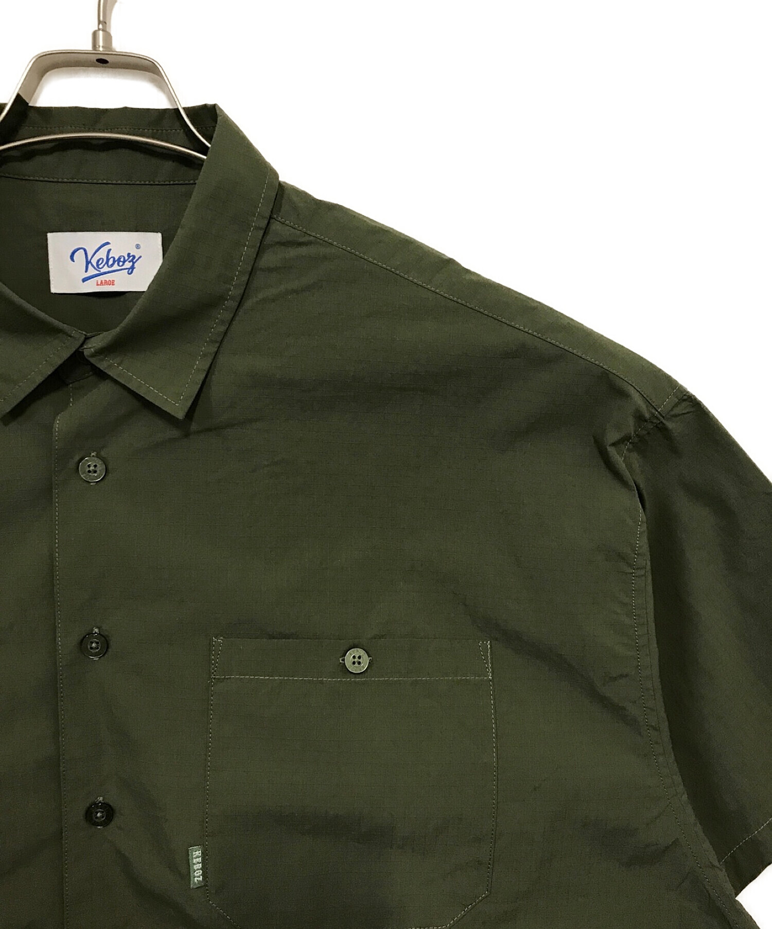 ケボズ KEBOZ CORDURA BACK SATIN S/S WORK SHIRTS OLIVE MADE IN