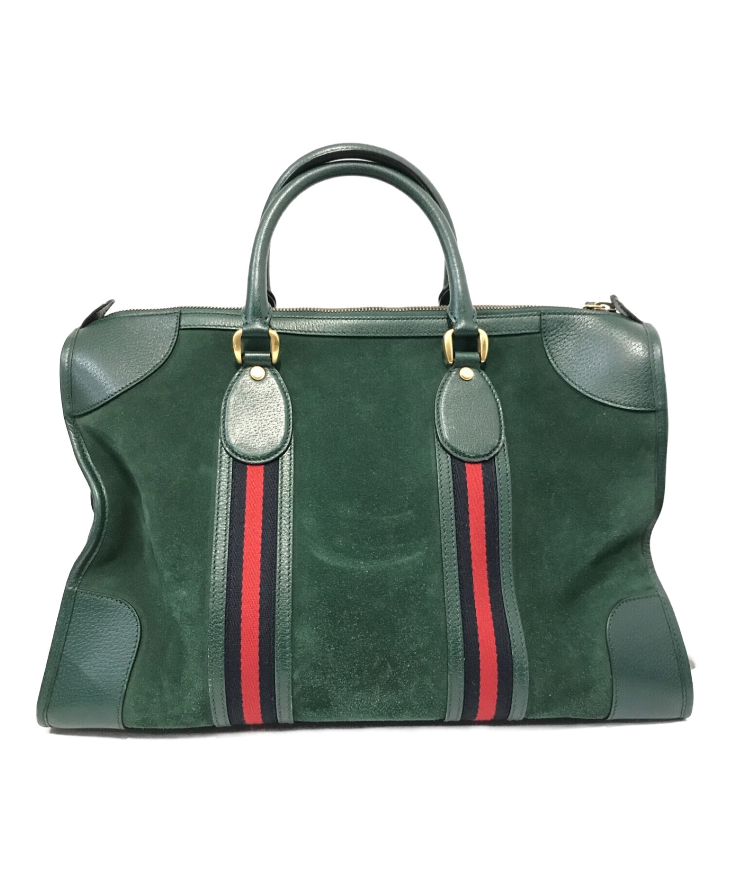 GUCCI (グッチ) シェリーラインスウェードスカルロゴトートバッグ グリーン