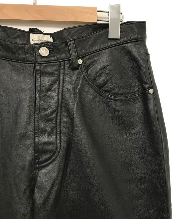 Calvin Klein (カルバンクライン) レザーパンツ ブラック サイズ:32
