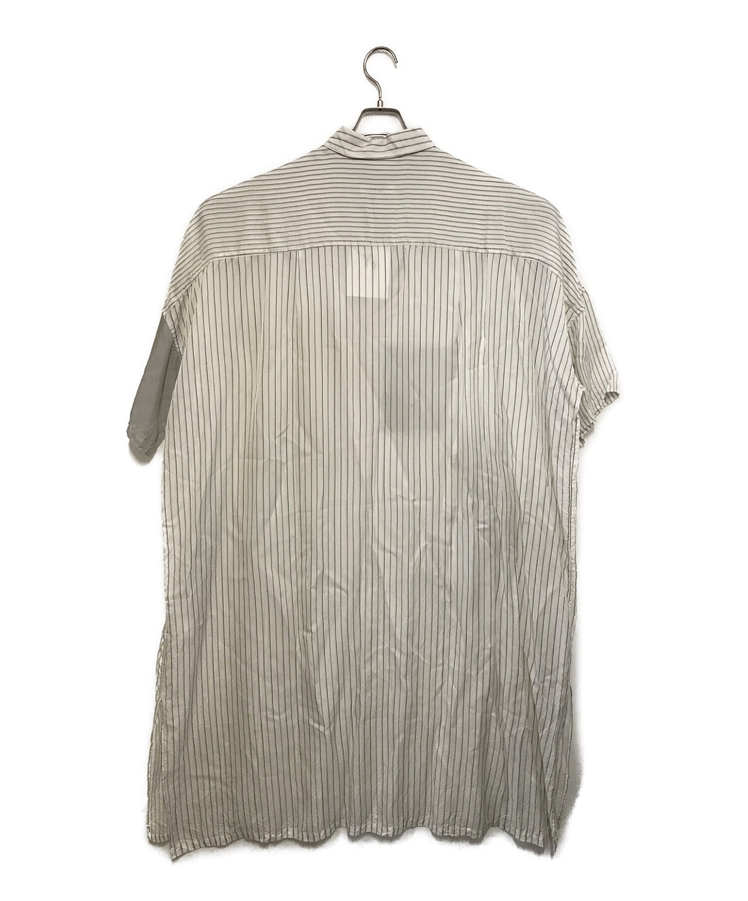 中古・古着通販】Y's (ワイズ) STRIPED CUPRO HALF-SLEEVE SHIRT DRESS