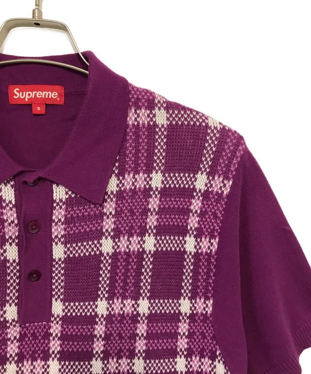 中古・古着通販】SUPREME (シュプリーム) Plaid Knit Polo パープル ...