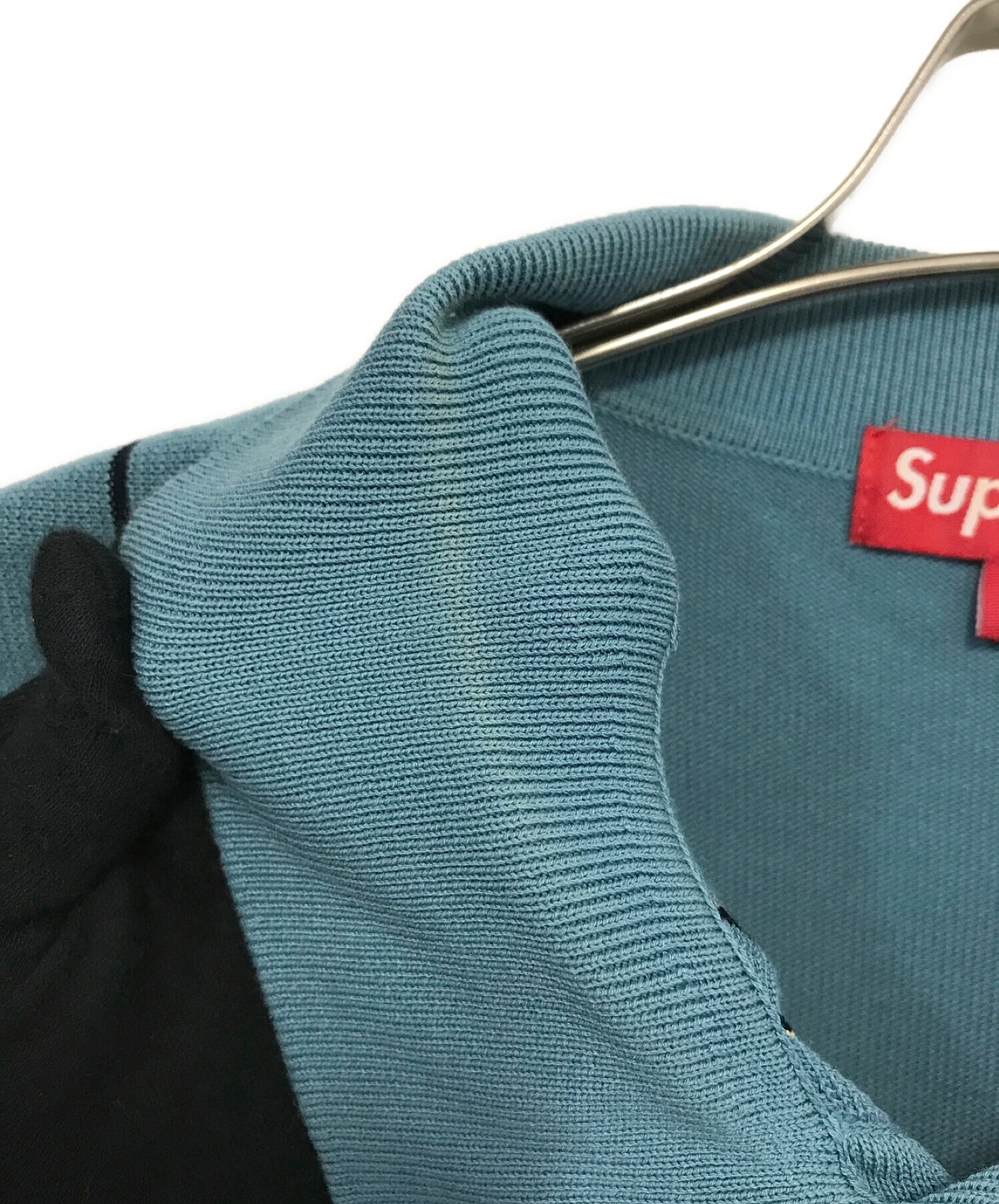 SUPREME (シュプリーム) Vertical Stripe Knit L/S Polo ブルー サイズ:Ⅼ