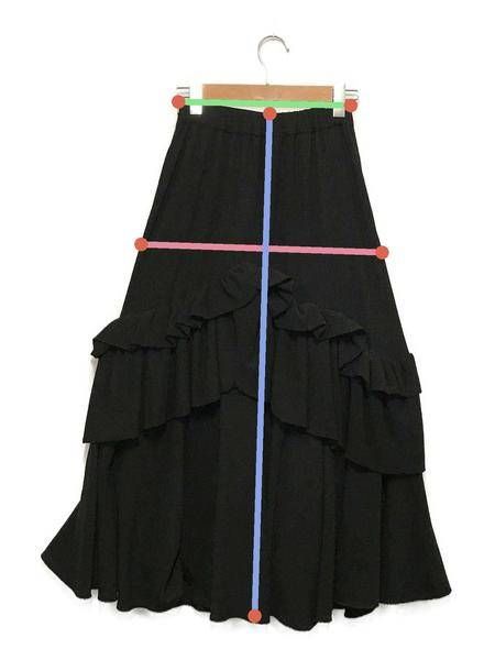 中古・古着通販】Ameri (アメリ) CREPE VOLUME GATHER SKIRT ブラック