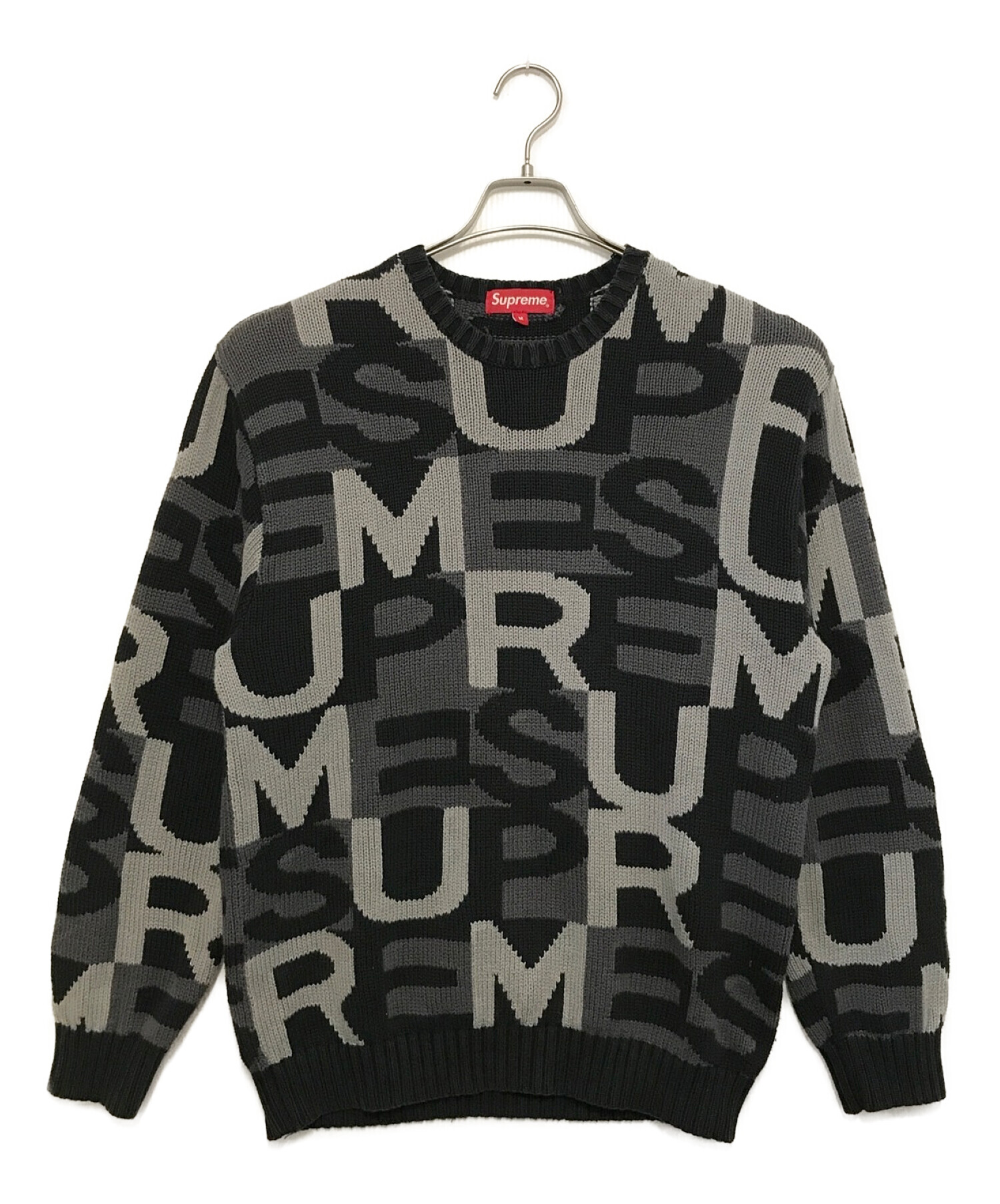 SUPREME (シュプリーム) Big Letters Sweater ブラック×グレー サイズ:M