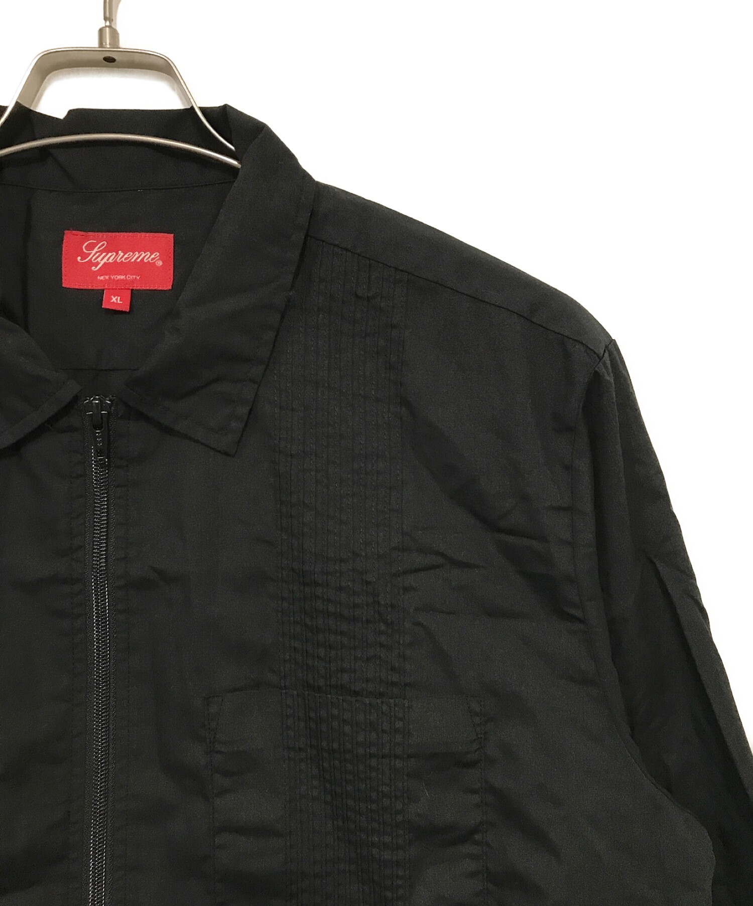 SUPREME (シュプリーム) Pin Tuck Zip Up Shirt ブラック サイズ:XL