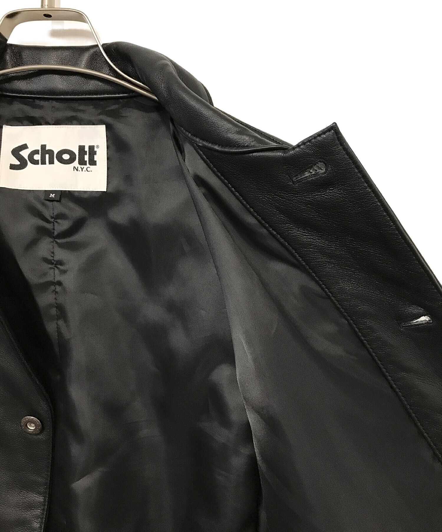 中古・古着通販】Schott (ショット) レザーカバーオール ブラック