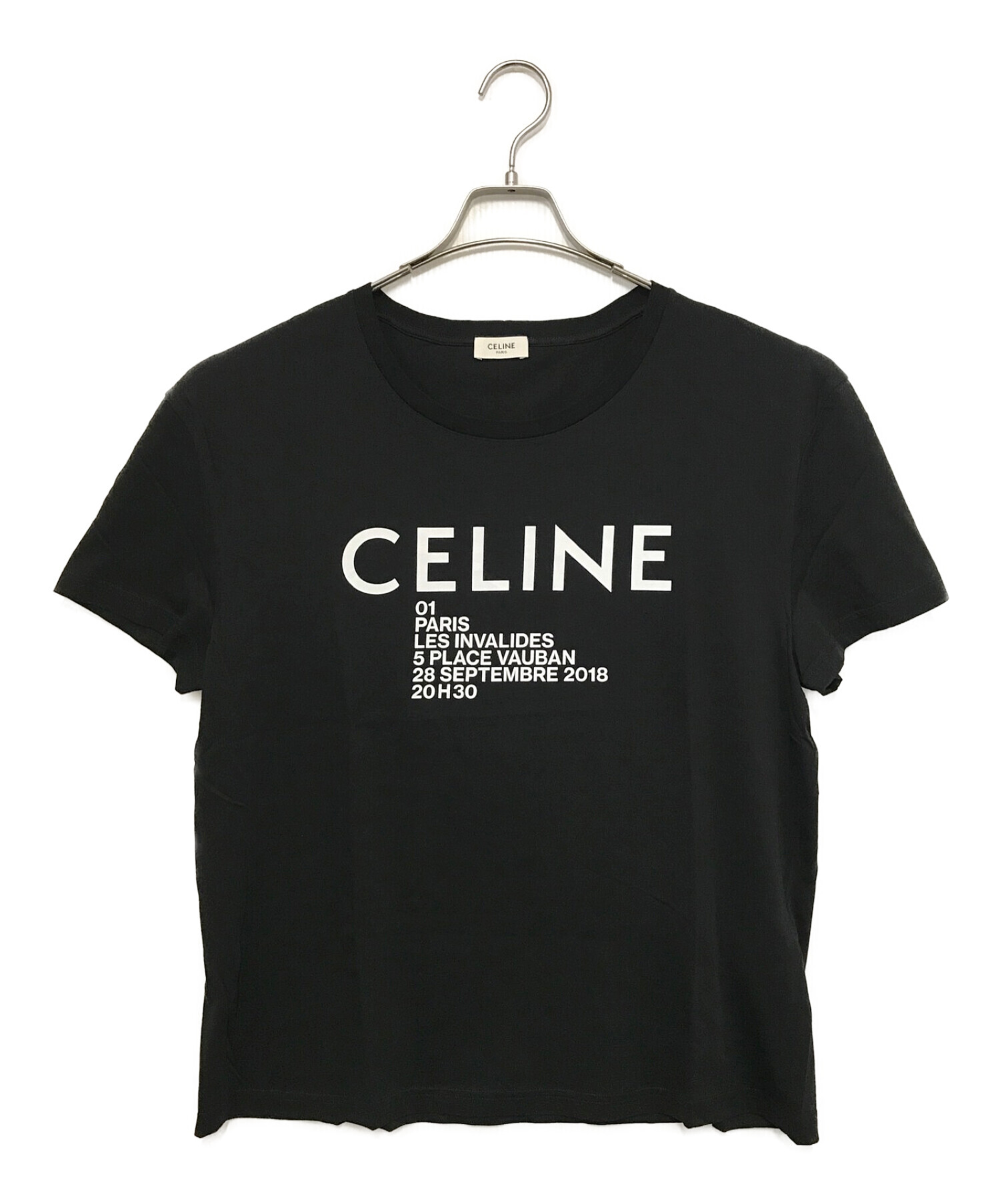 Tシャツ/カットソー(半袖/袖なし)セリーヌロゴ入りクラシックTシャツ黒　M
