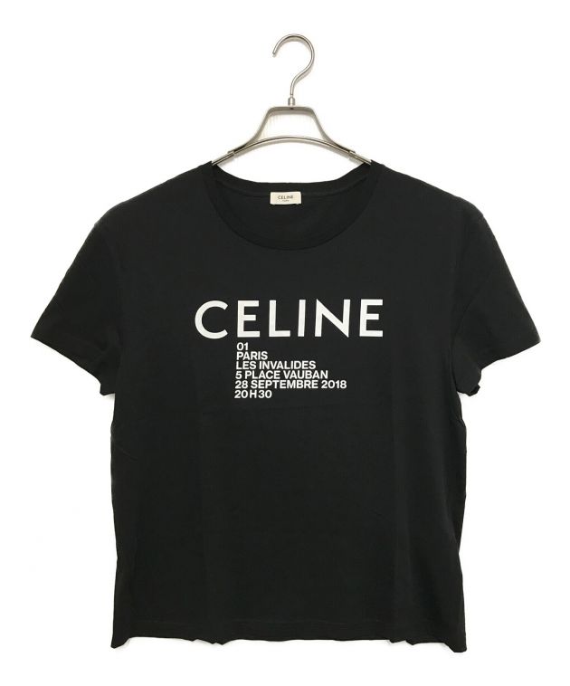 CELINE (セリーヌ) ロゴプリントTシャツ ブラック サイズ:XL