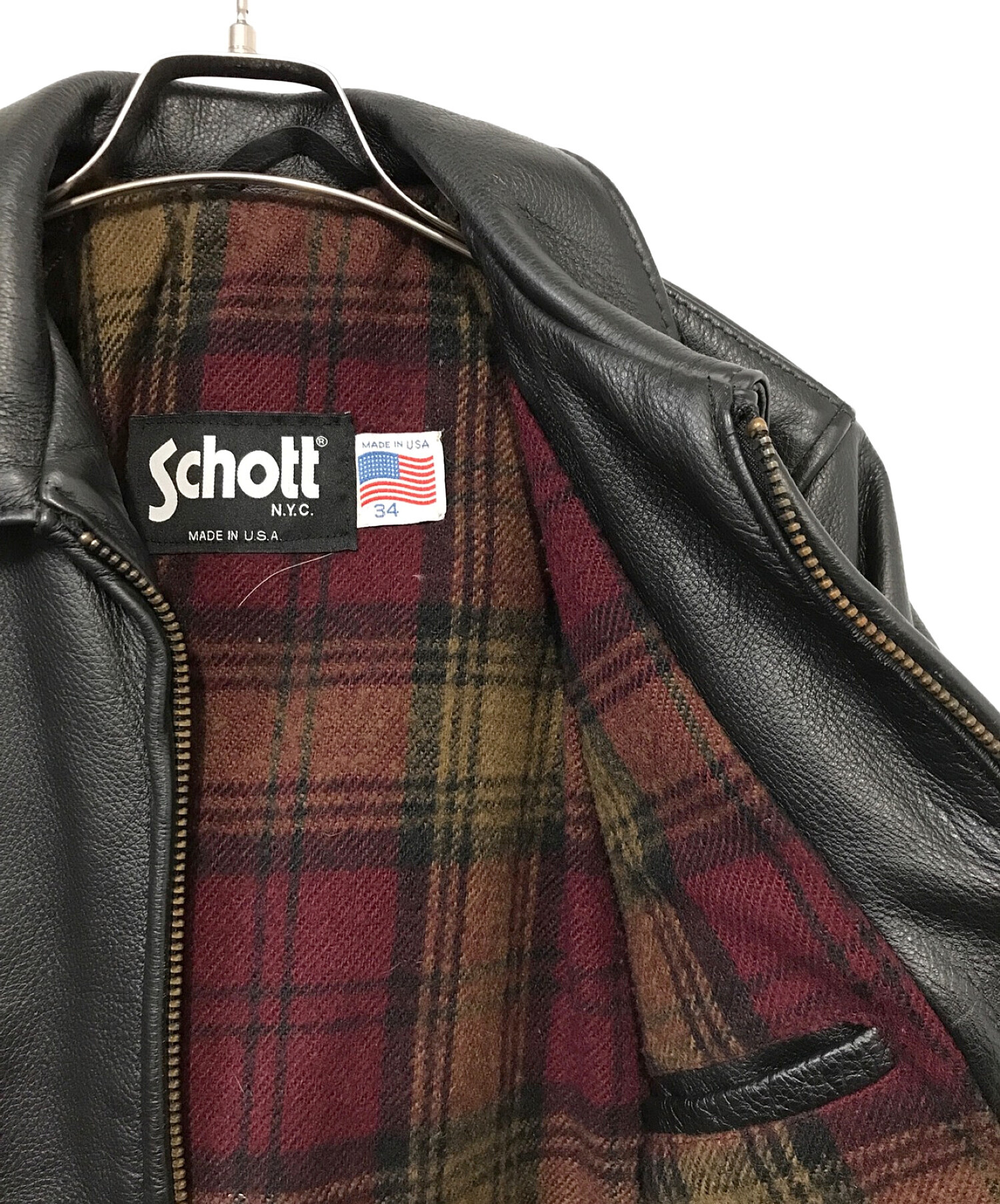 Schott (ショット) シングルライダースジャケット ブラック サイズ:34
