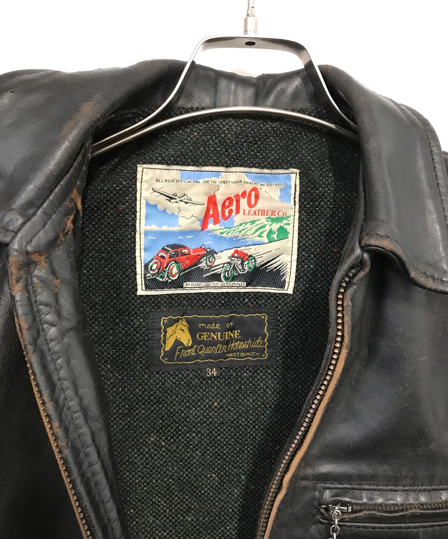 Aero LEATHER (エアロレザー) ホースハイドシングルライダースジャケット ブラウン サイズ:34