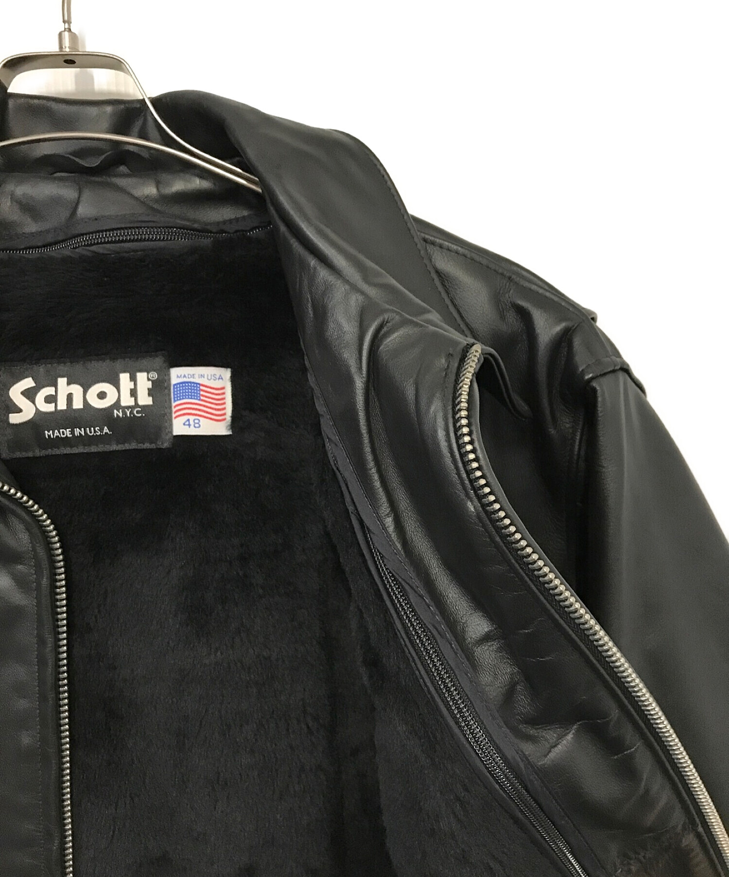 Schott (ショット) シングルライダースジャケット ブラック サイズ:48