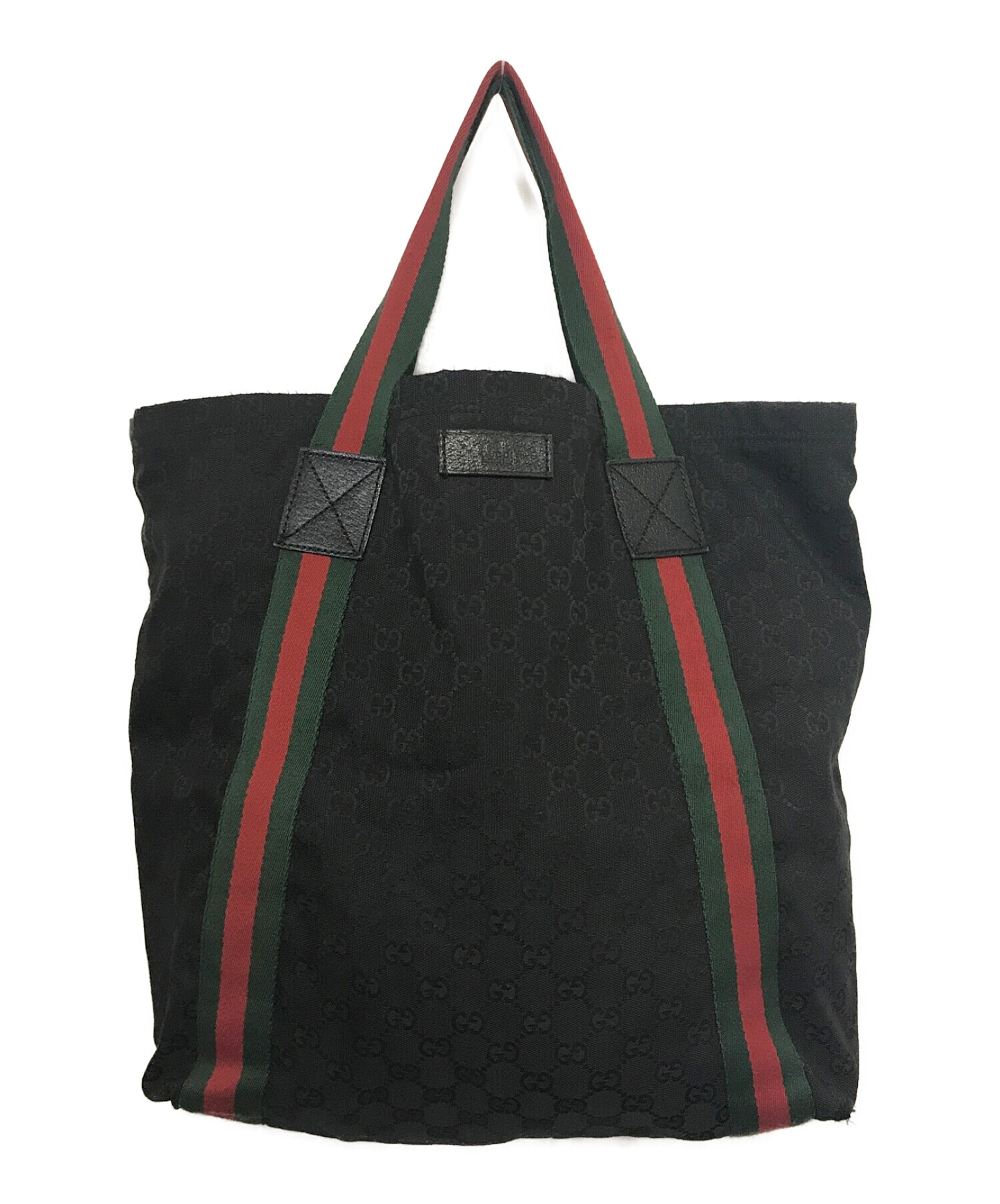 GUCCI (グッチ) シェリーライン GGキャンバストートバッグ ブラック