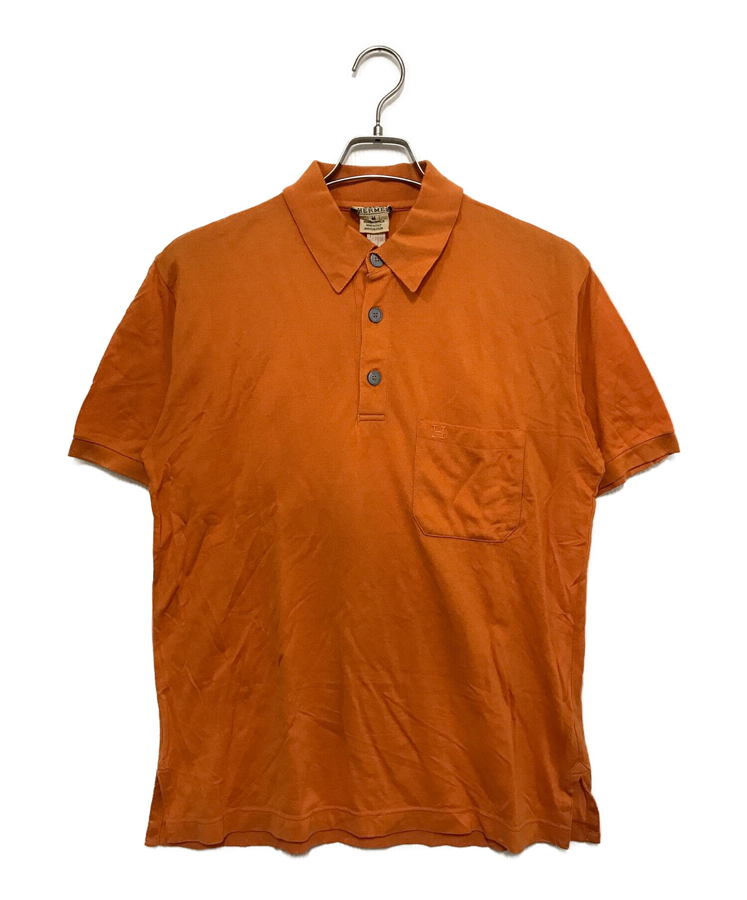 HERMES (エルメス) ポロシャツ オレンジ サイズ:M