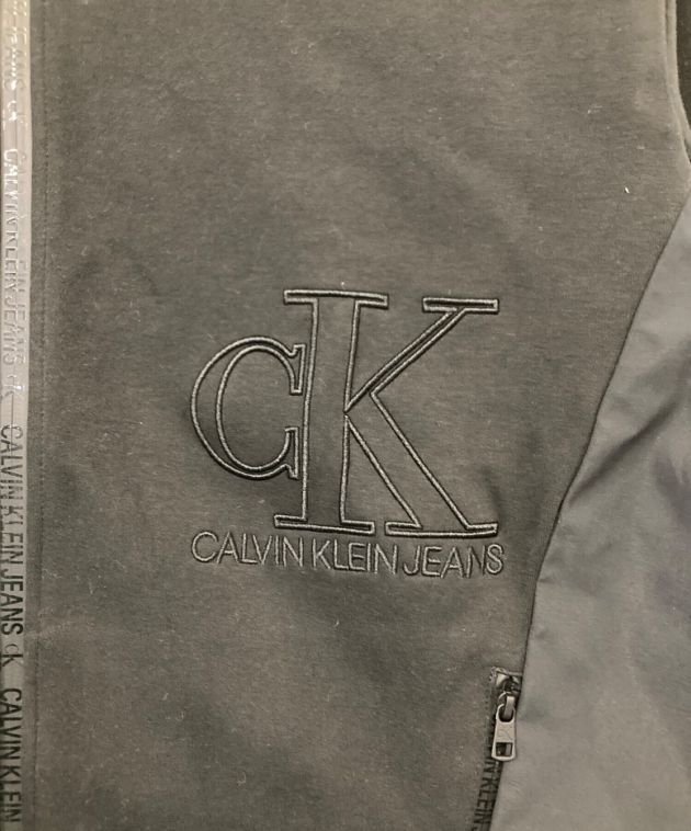 Calvin Klein Jeans (カルバンクラインジーンズ) ロゴ刺繍トラックジャケット ブラック サイズ:Ⅼ