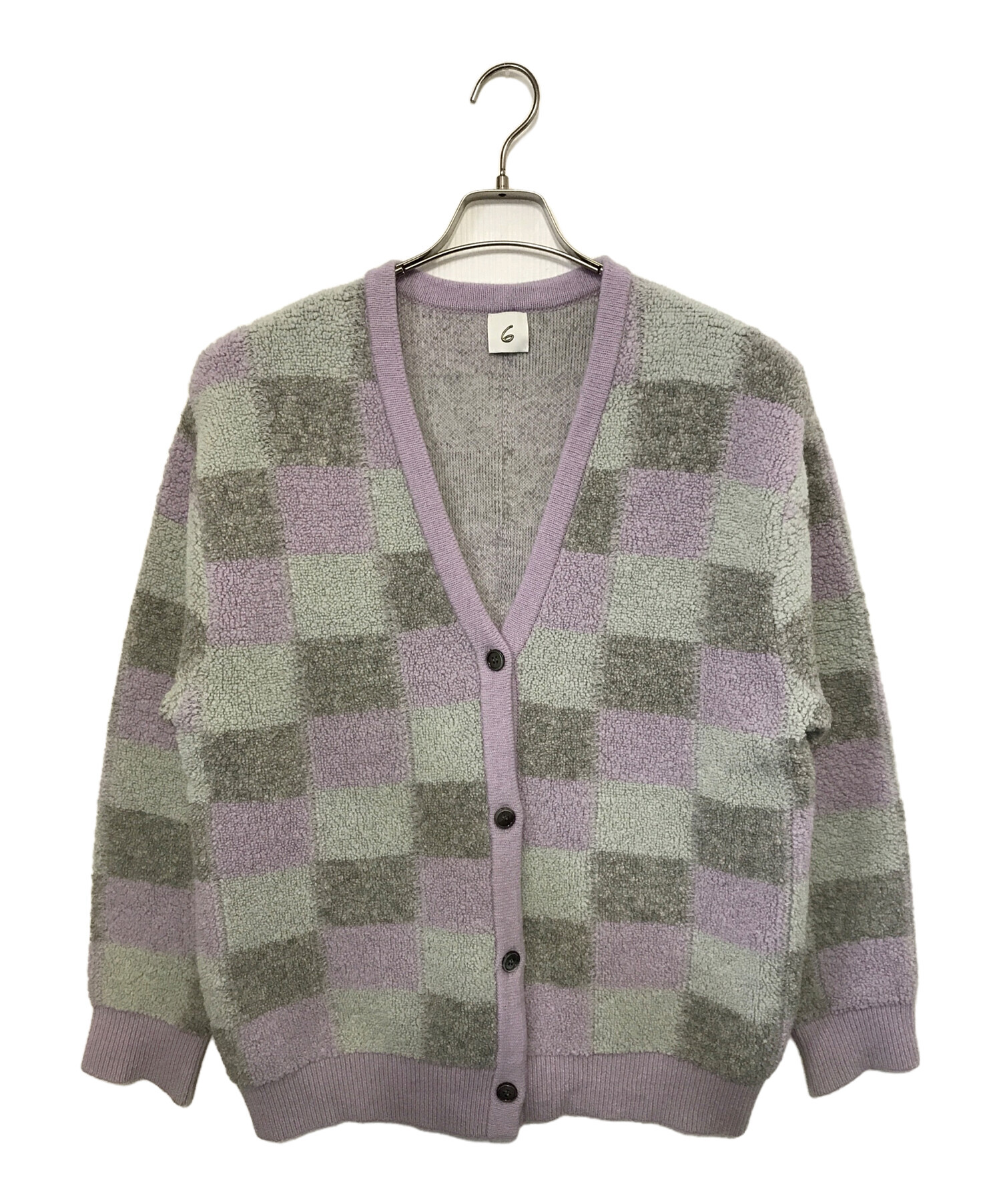 6(ROKU)＞PILE BLOCK KNIT CARDIGAN/カーディガン - 長袖