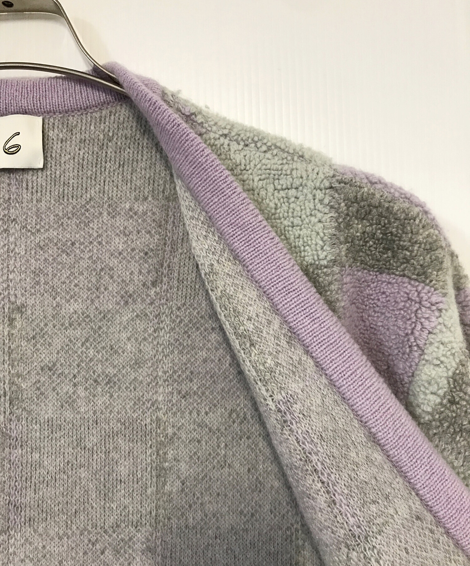 中古・古着通販】6(ROKU) BEAUTY&YOUTH (ロク ビューティーアンドユース) PILE BLOCK KNIT CARDIGAN  バイオレット×グレー サイズ:F｜ブランド・古着通販 トレファク公式【TREFAC FASHION】スマホサイト