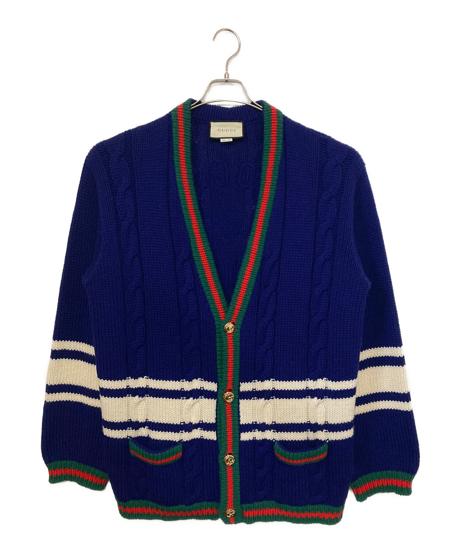 中古・古着通販】GUCCI (グッチ) WOOL CARDIGAN W/PATCHE ブルー サイズ:Ⅼ｜ブランド・古着通販  トレファク公式【TREFAC FASHION】スマホサイト