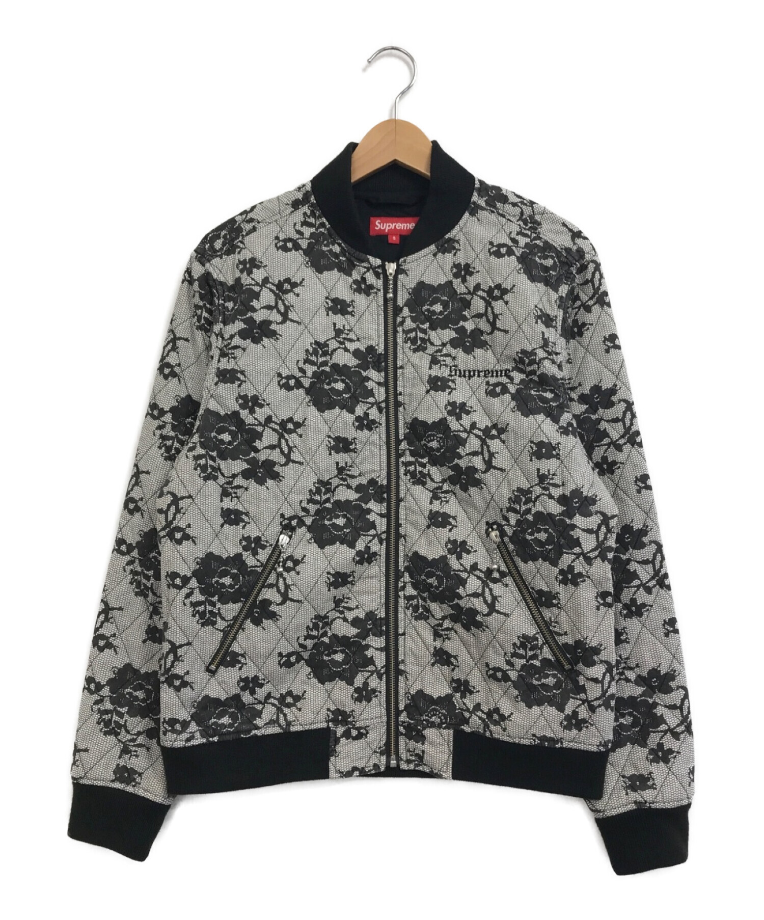 SUPREME (シュプリーム) Quilted Lace Bomber Jacket グレー サイズ:S