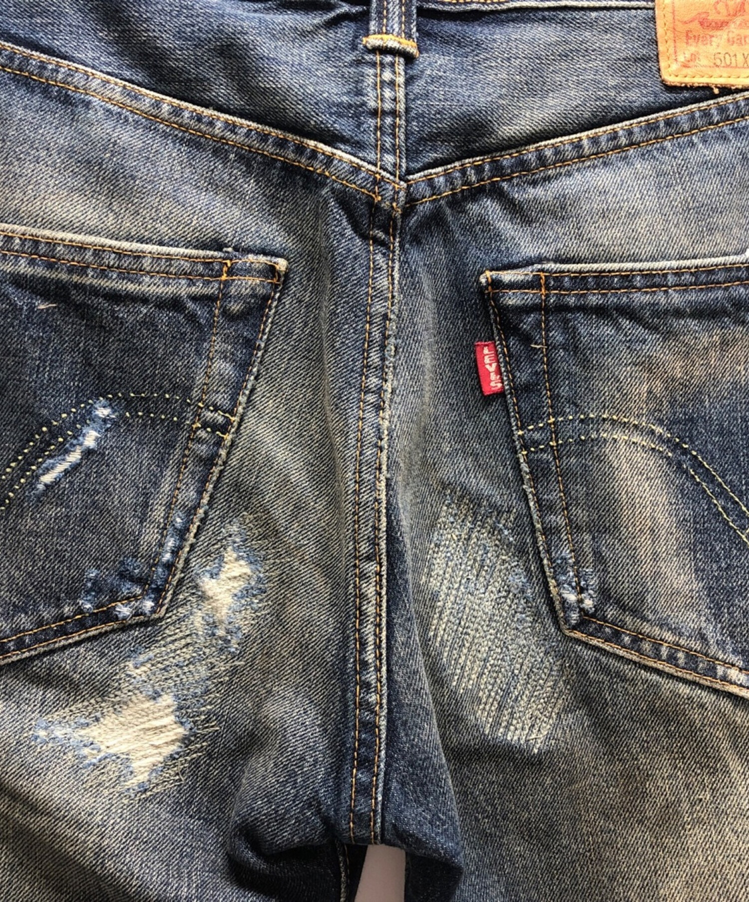 LEVI'S VINTAGE CLOTHING (リーバイスヴィンテージクロージング) ダメージ加工デニムパンツ インディゴ サイズ:W28