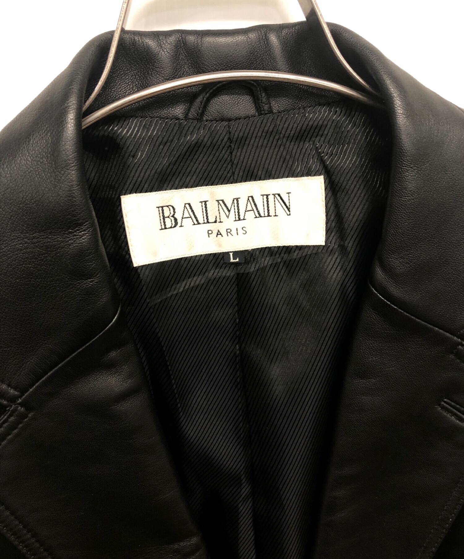 中古・古着通販】BALMAIN (バルマン) レザージャケット ブラック