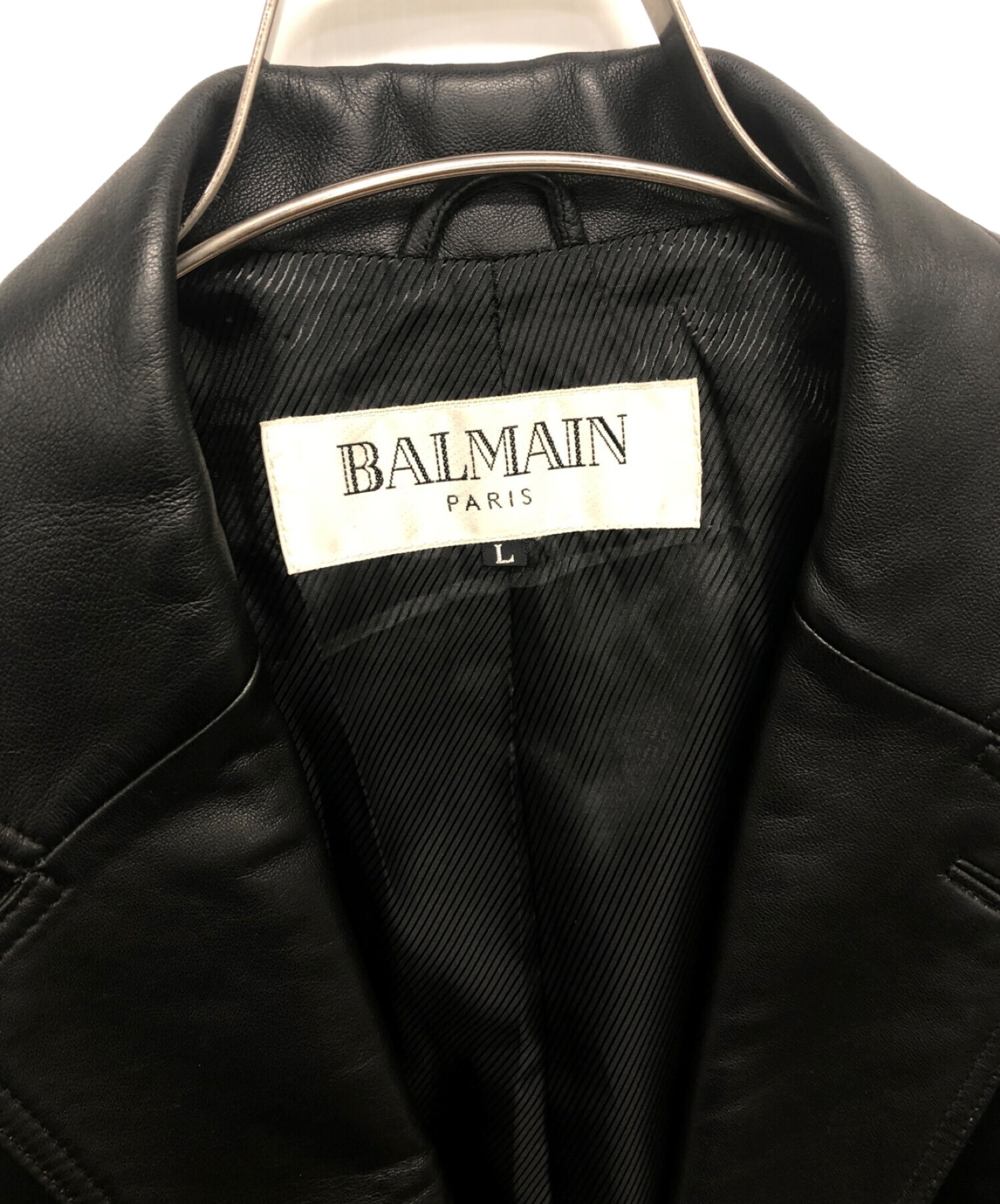 BALMAIN (バルマン) レザージャケット ブラック サイズ:Ｌ