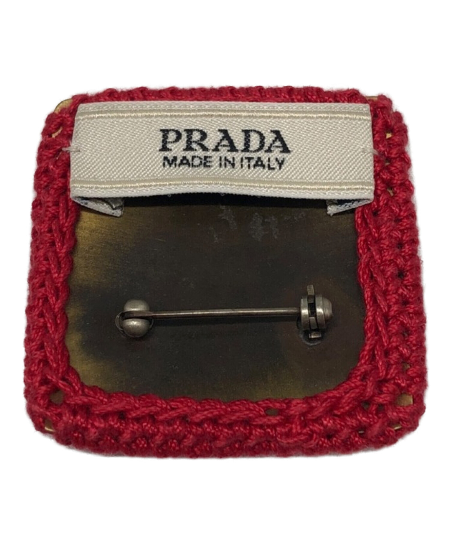 中古・古着通販】PRADA (プラダ) Crochet Oval Brooch レッド