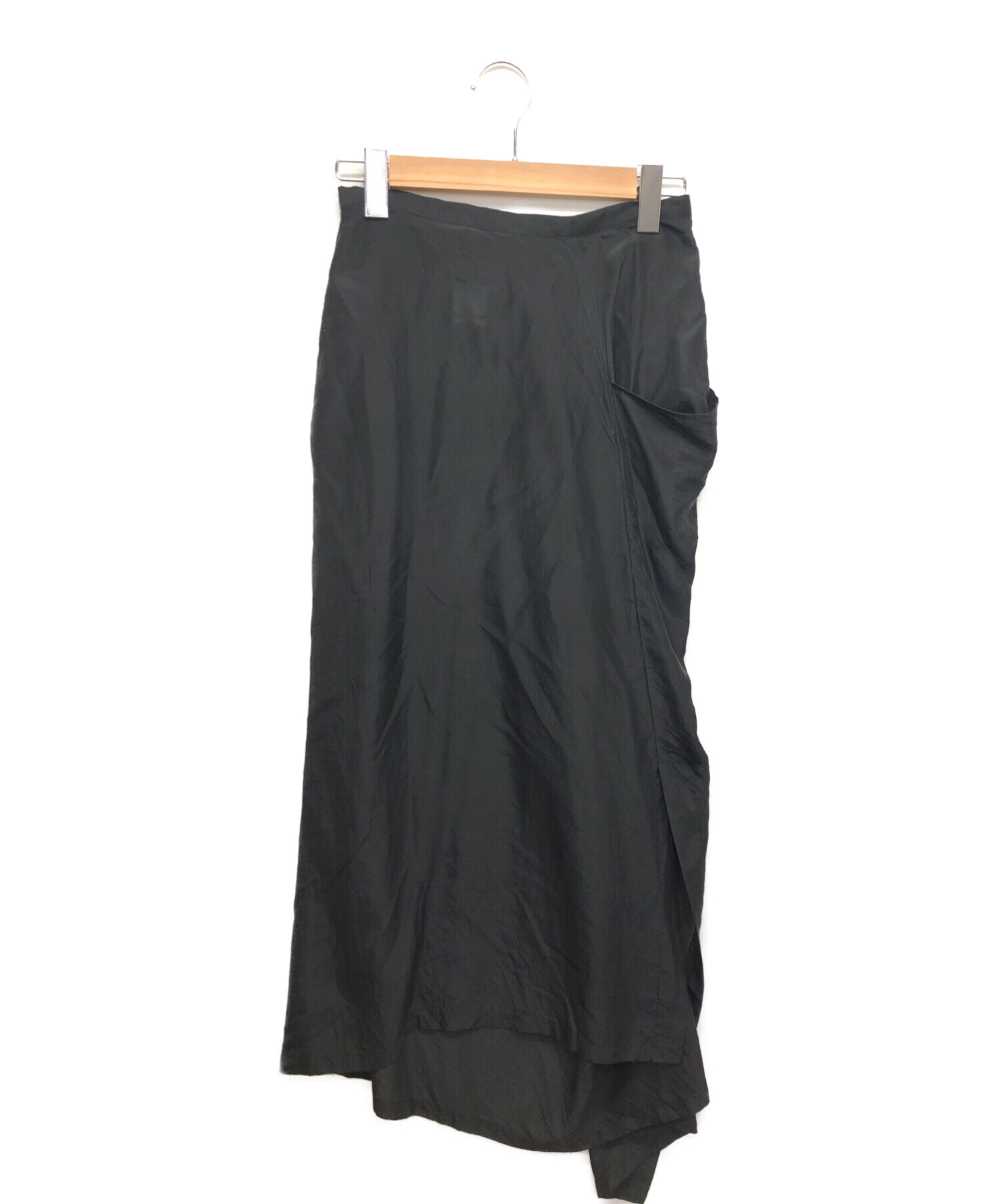 YOHJI YAMAMOTO (ヨウジヤマモト) シルクラップスカート ブラック サイズ:SS