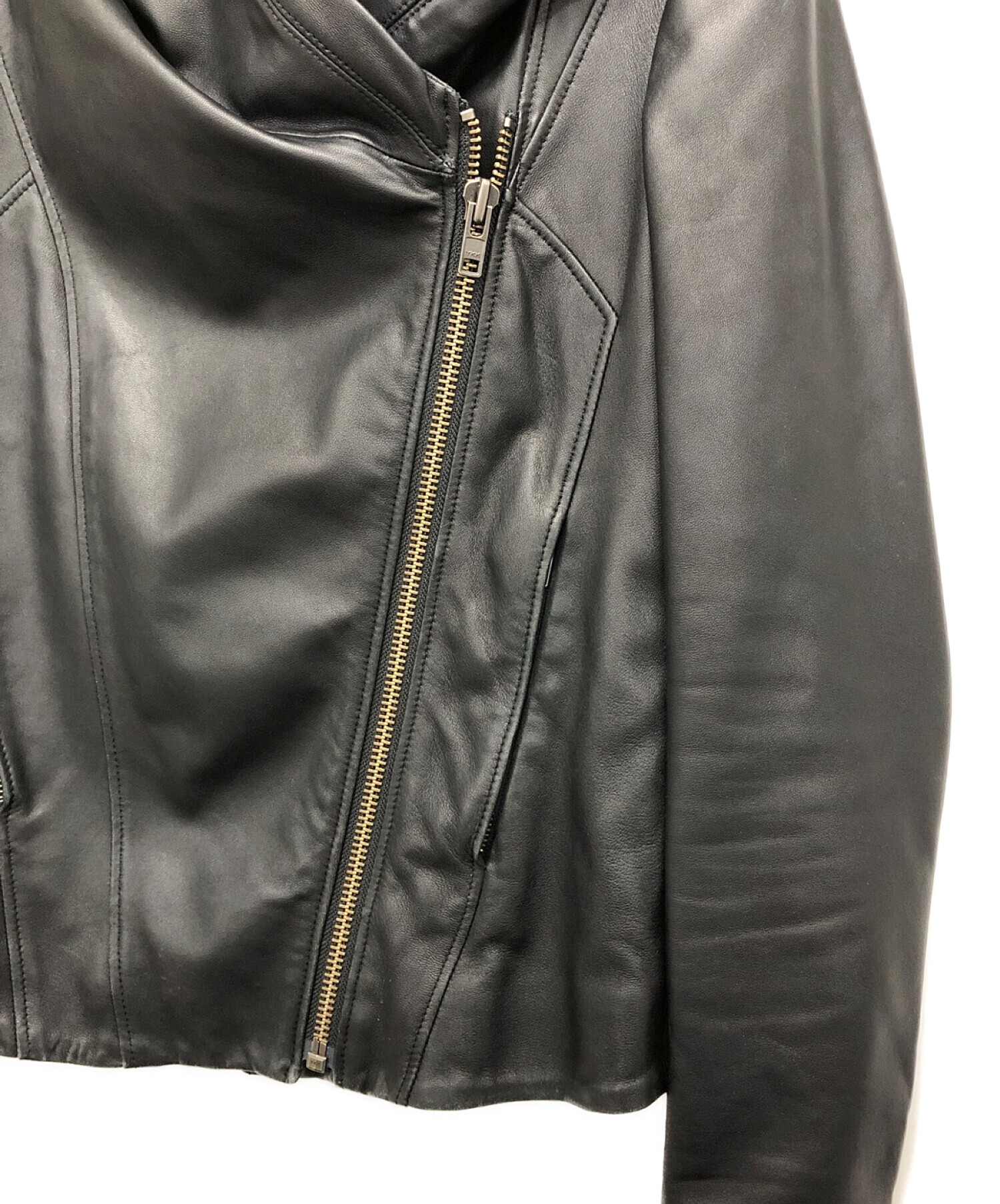 HELMUT LANG (ヘルムートラング) フーデッドライダースジャケット ブラック サイズ:XS