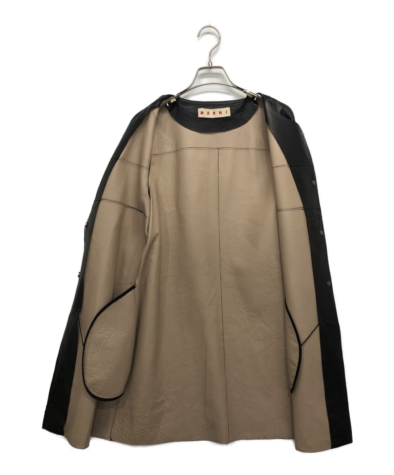 中古・古着通販】MARNI (マルニ) レザーコート ブラック サイズ:40