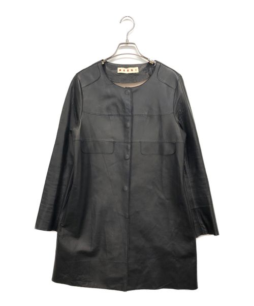 【中古・古着通販】MARNI (マルニ) レザーコート ブラック サイズ