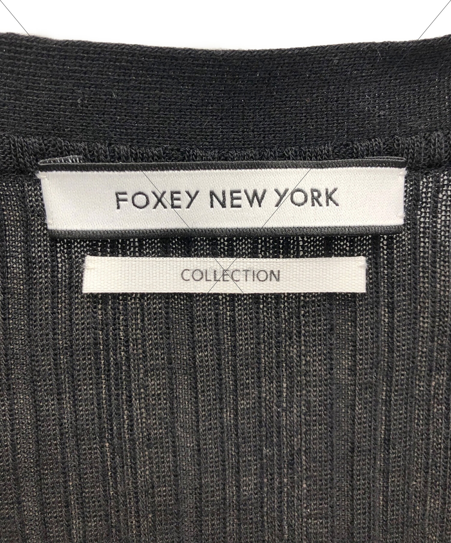 FOXEY NEWYORK COLLECTION (フォクシーニューヨークコレクション) リブニットカーディガン ブラック サイズ:M