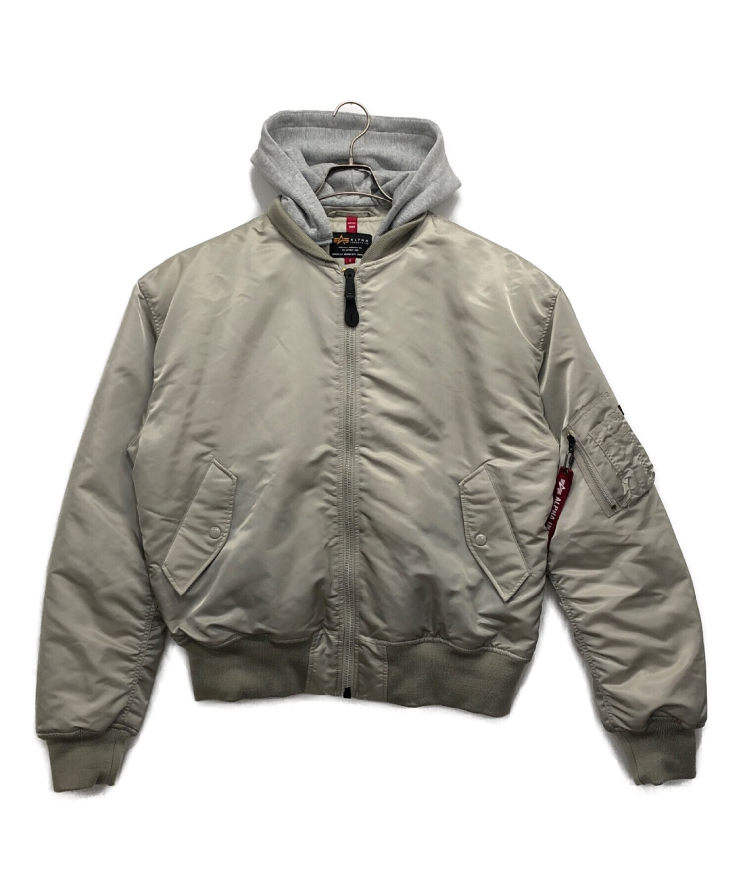ALPHA (アルファ) フード付きMA-1ジャケット グレー サイズ:S