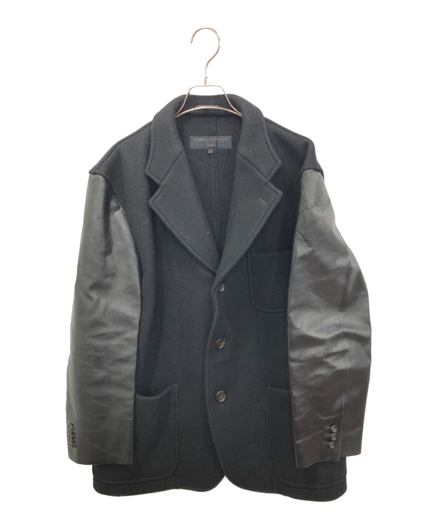 54cmCOMME des GARCONS HOMME レザー切り替え　ジャケット