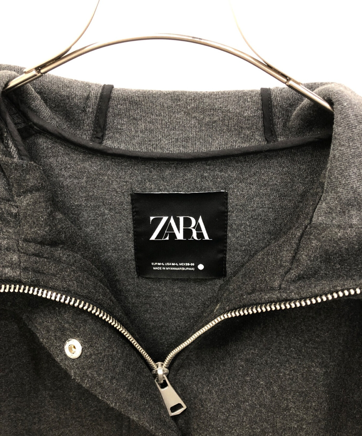 ZARA (ザラ) リボンオーバーサイズパーカー グレー サイズ:M-L