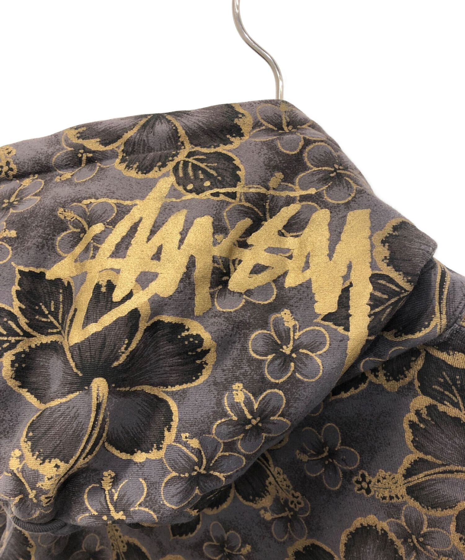 stussy (ステューシー) ハイビスカス柄ジップパーカー ブラウン サイズ:LARGE