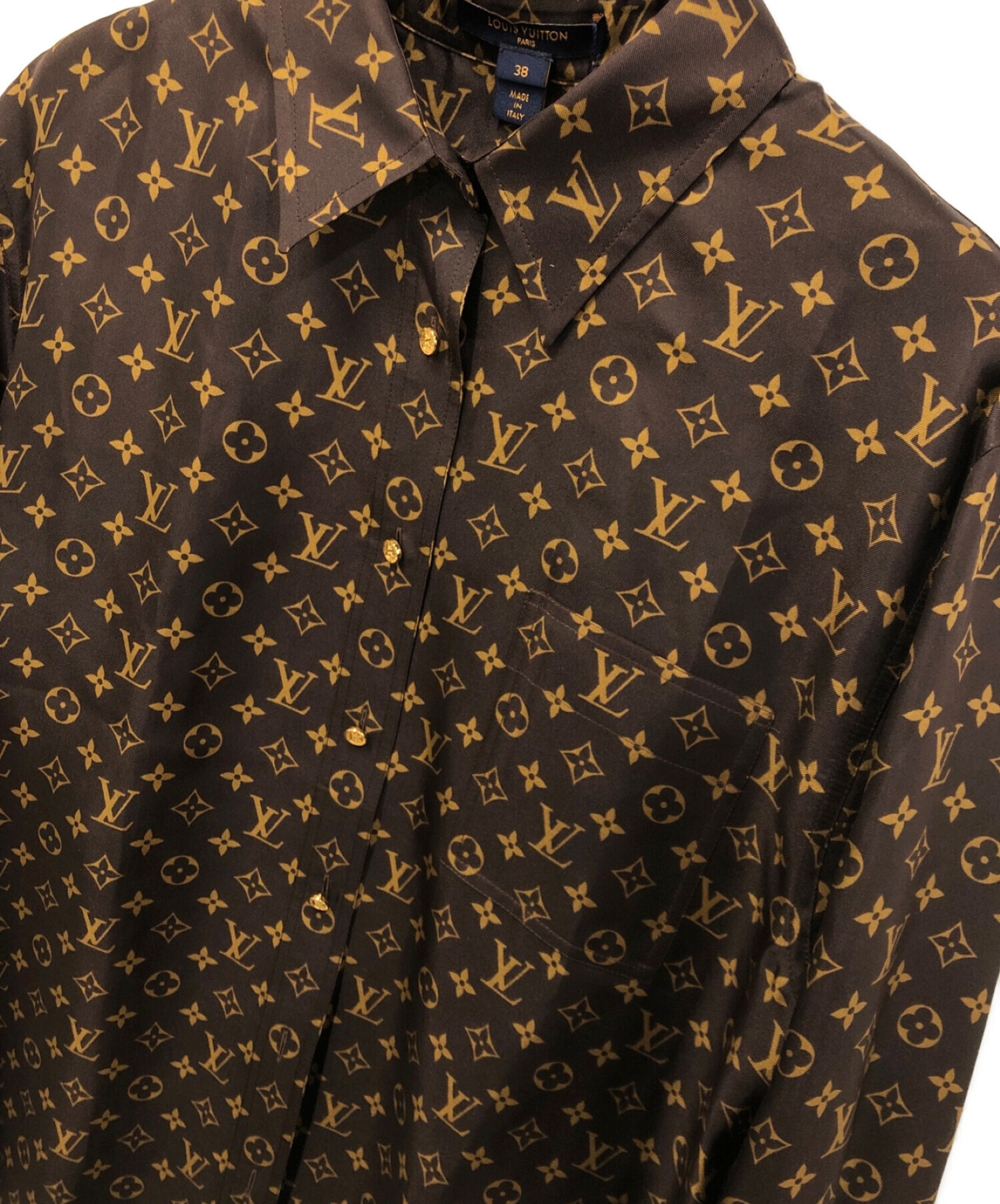 LOUIS VUITTON (ルイ ヴィトン) モノグラムシャツ ブラウン サイズ:38